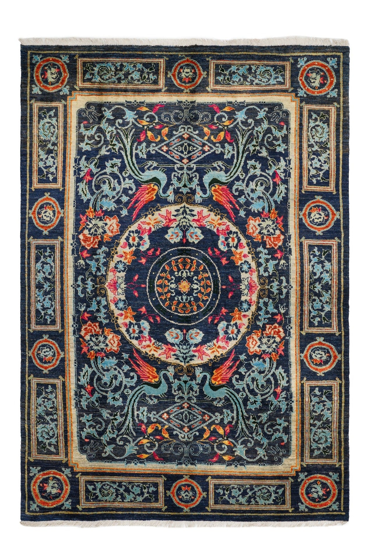 Modern Afghan Dragon Rug 9' x 6'1"