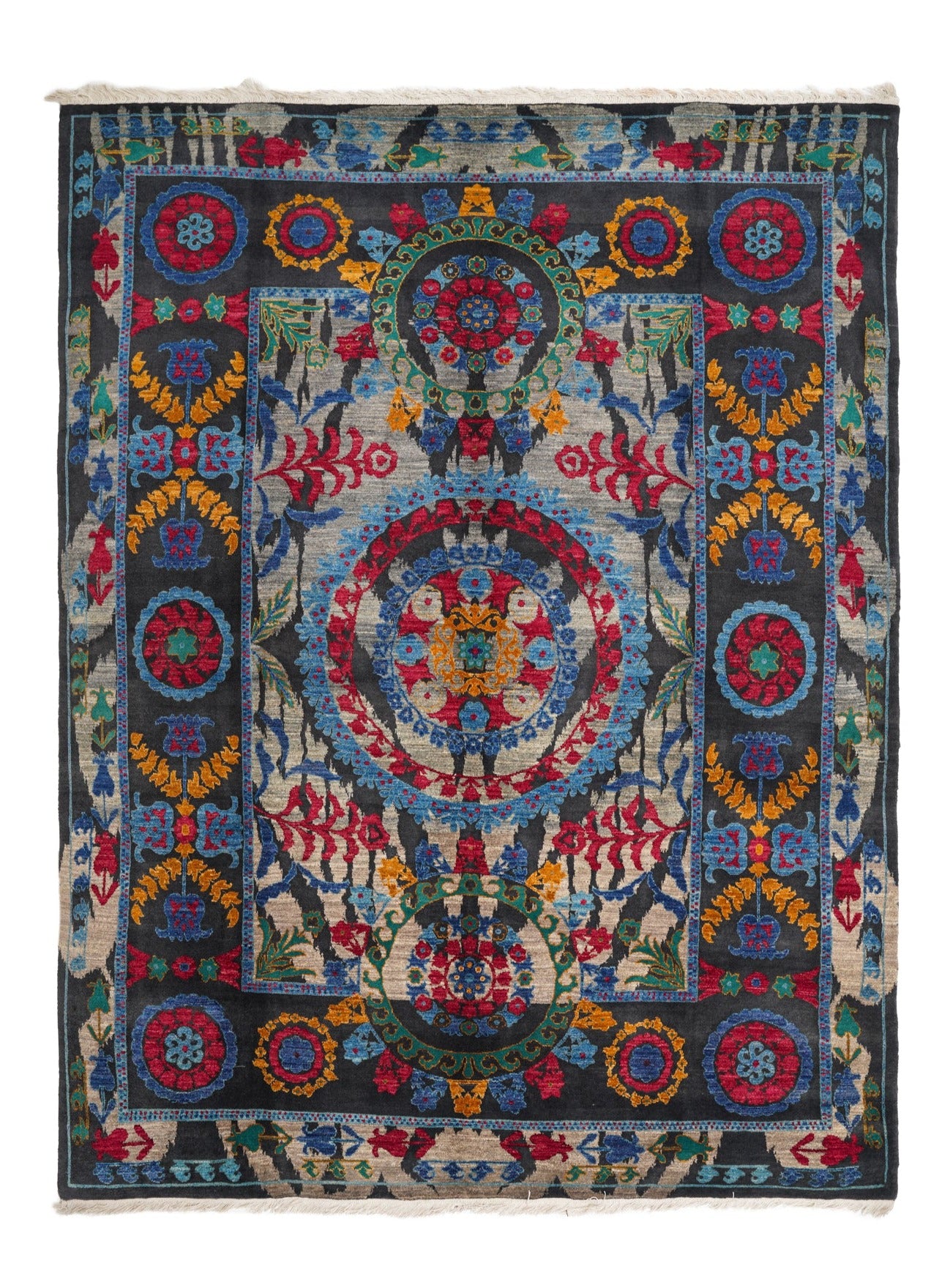 Modern Afghan Suzani Rug 10'3" x 7'7"