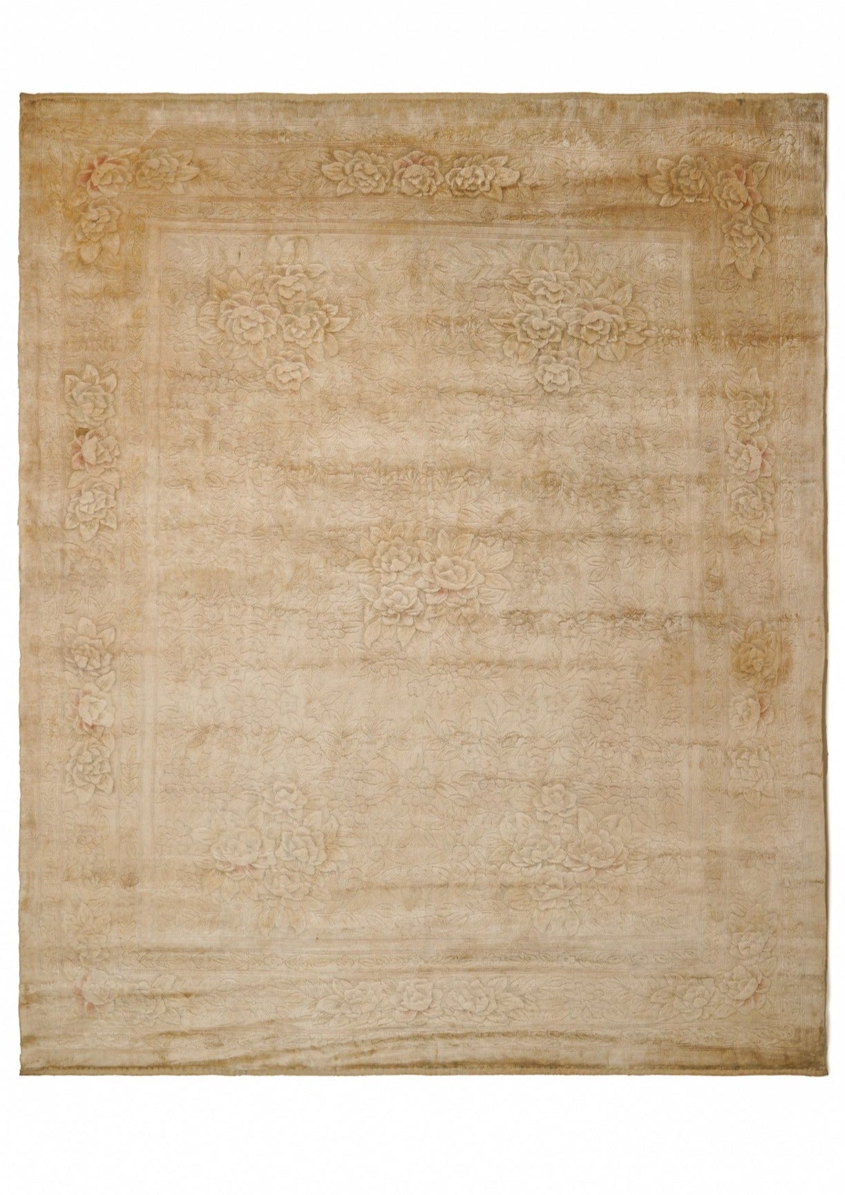 Vintage Chinese Floral Rug 9'8" x 7'9"