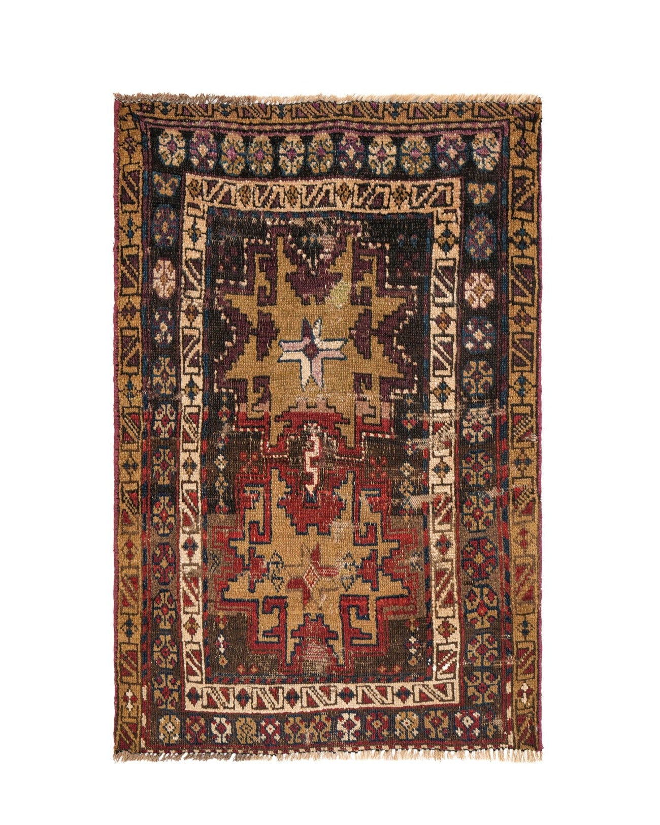 Antique Caucasian Lesghi Rug 3'7" x 2'7"