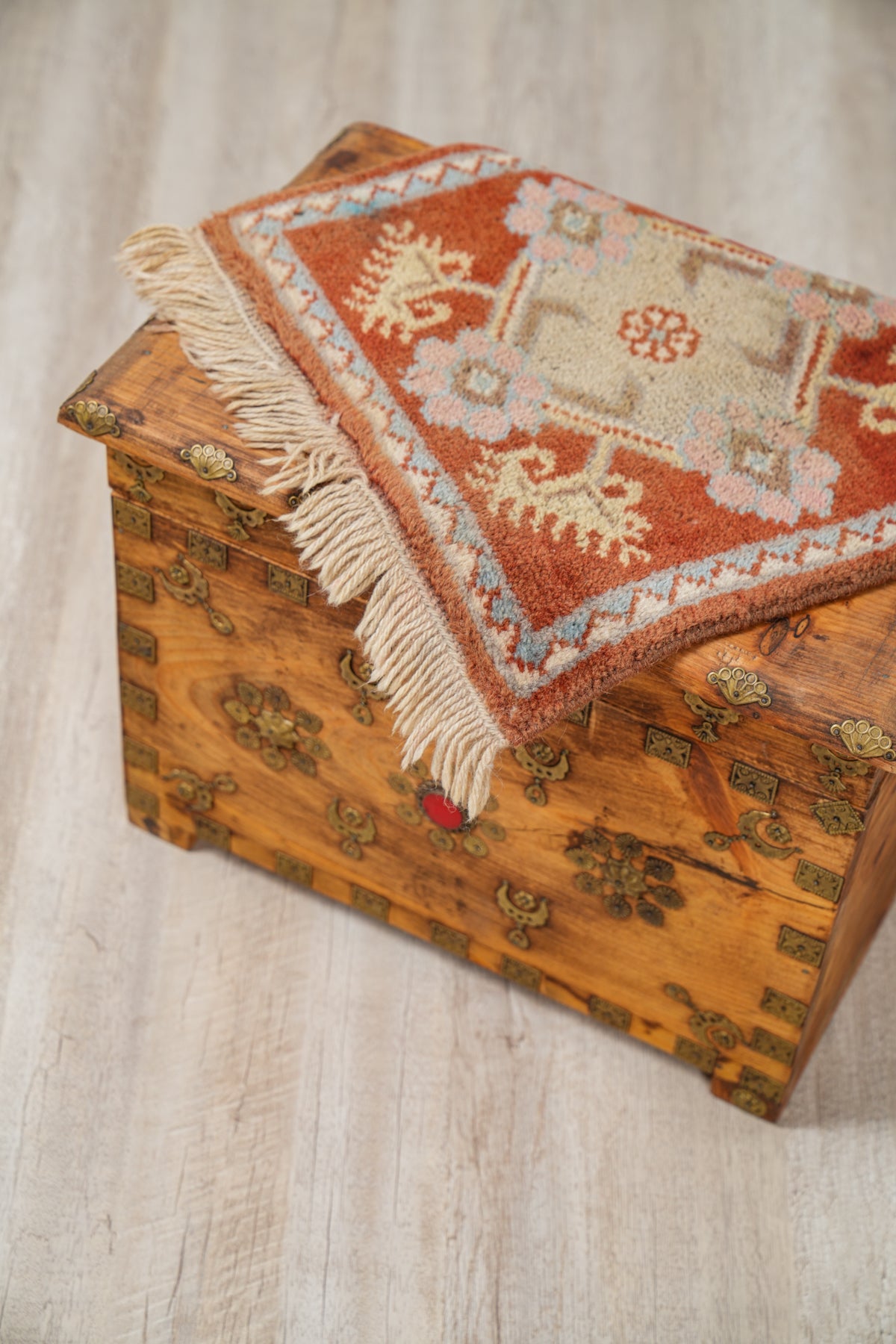 Vintage Turkish Table Rug Pair 15" x 14" & 14" x 14"