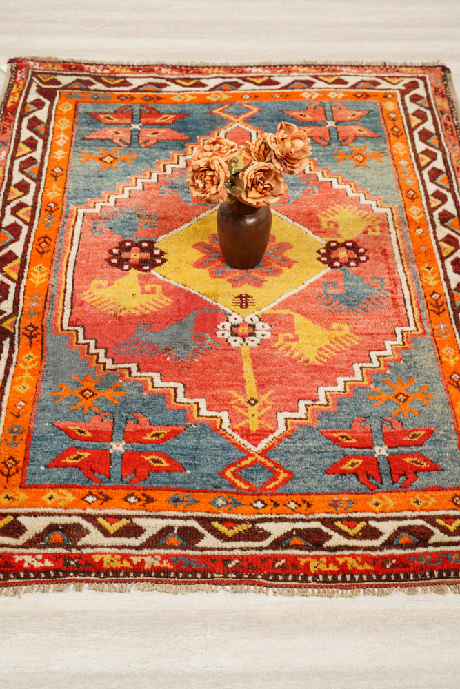 Antique Anatolian Dazkiri Tribal Rug 4'3" x 3'2"