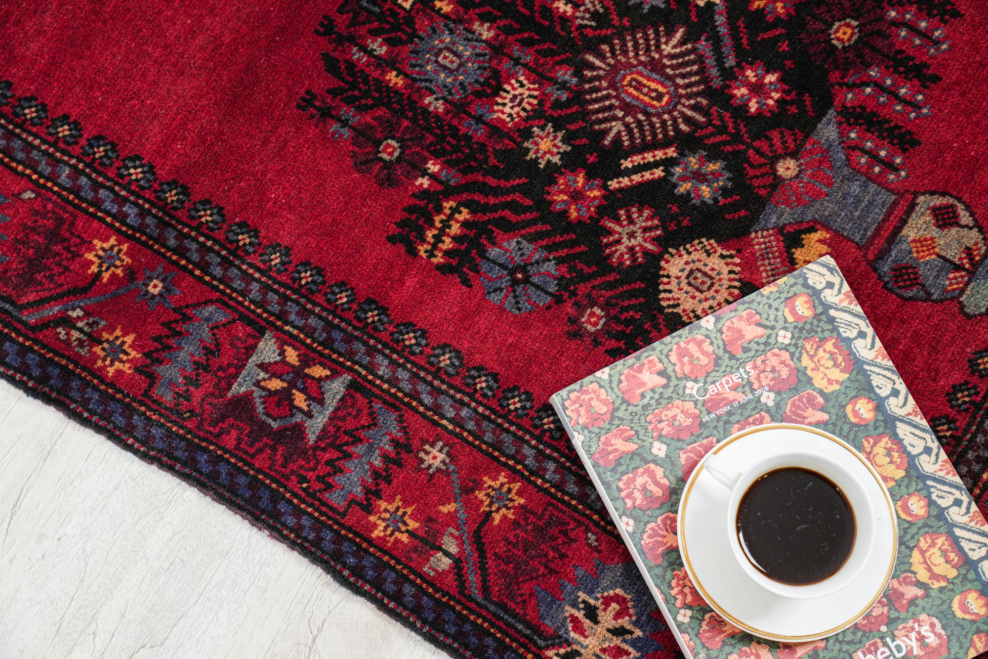 vintage baloch vase rug 4'8" x 2'9"