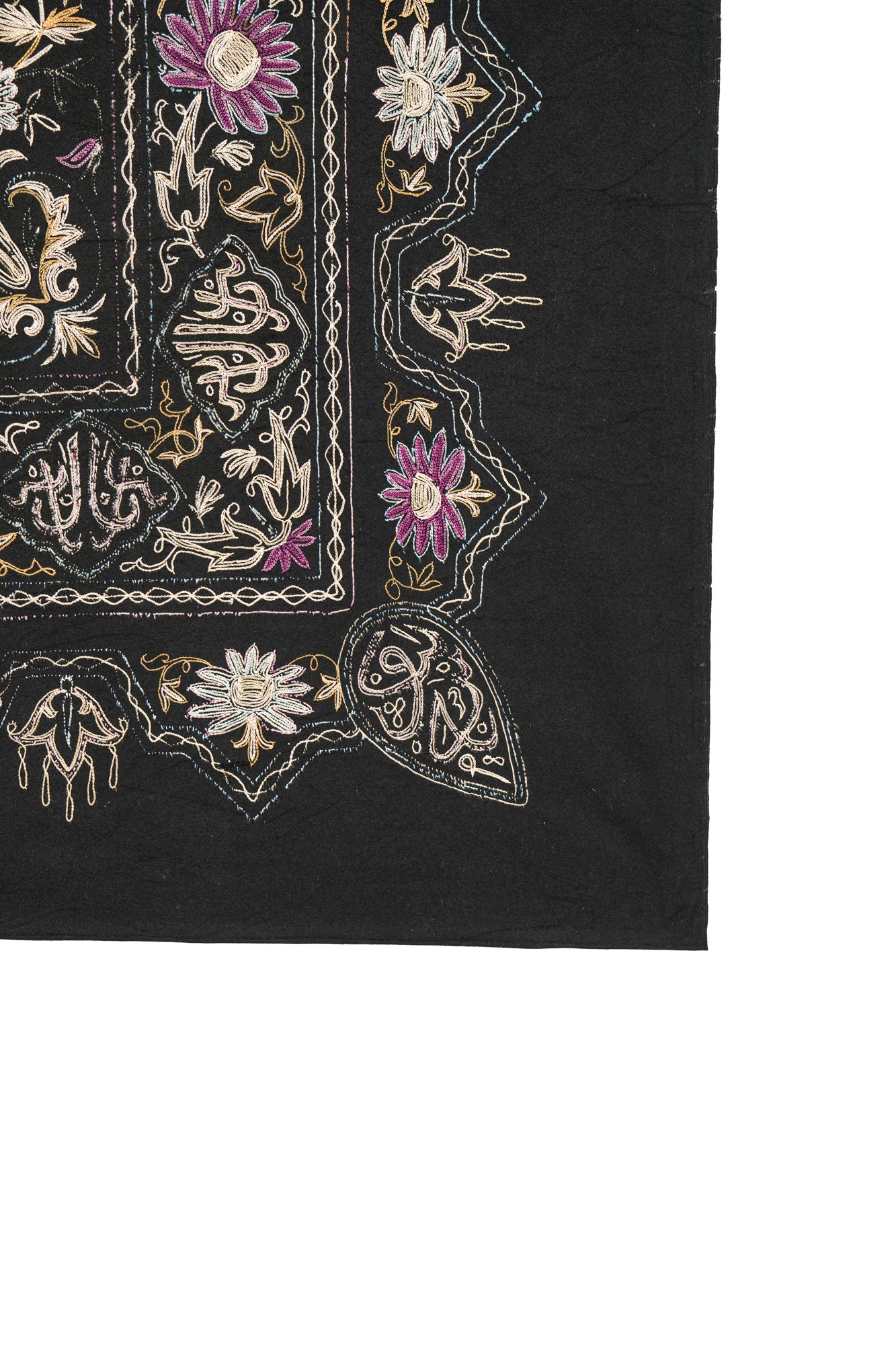 Antique Ottoman Silk Velvet embroidery textile 5' x 5'
