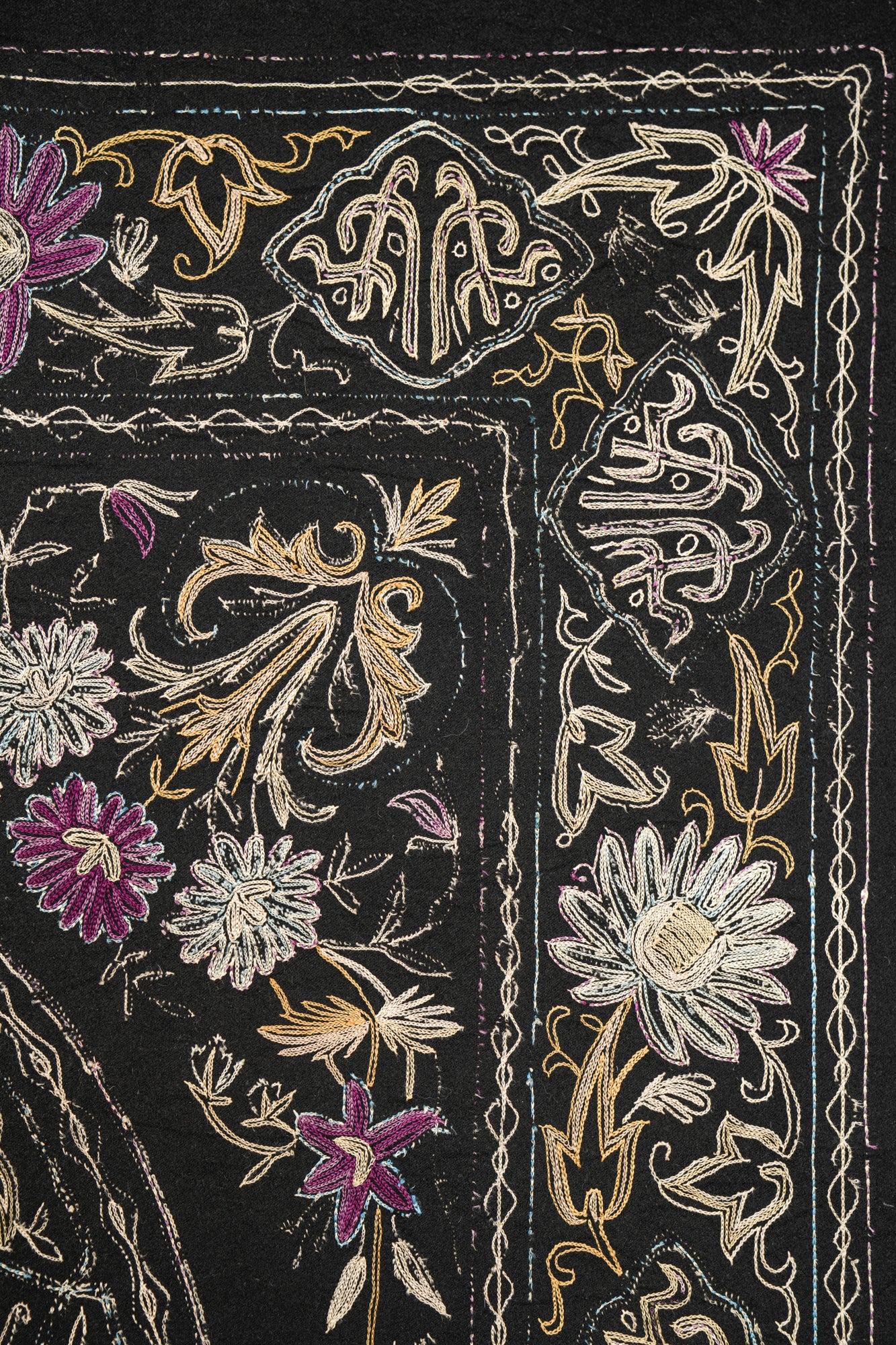 Antique Ottoman Silk Velvet embroidery textile 5' x 5'