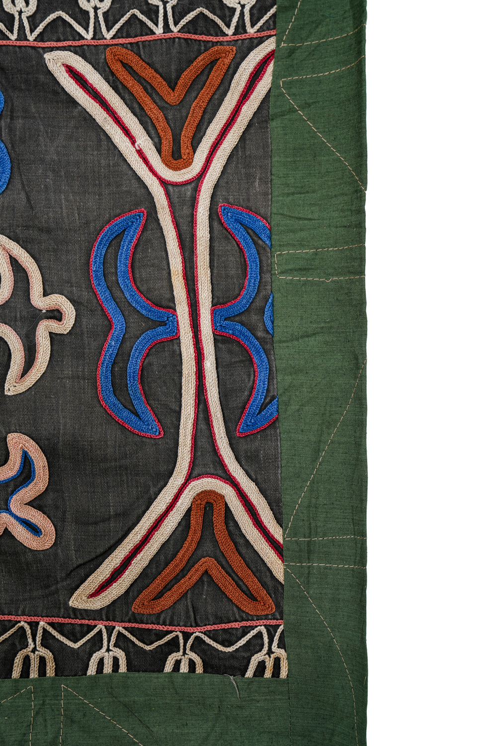 Antique Uzbek Lakai Silk Textile 3'7" x 1'8"