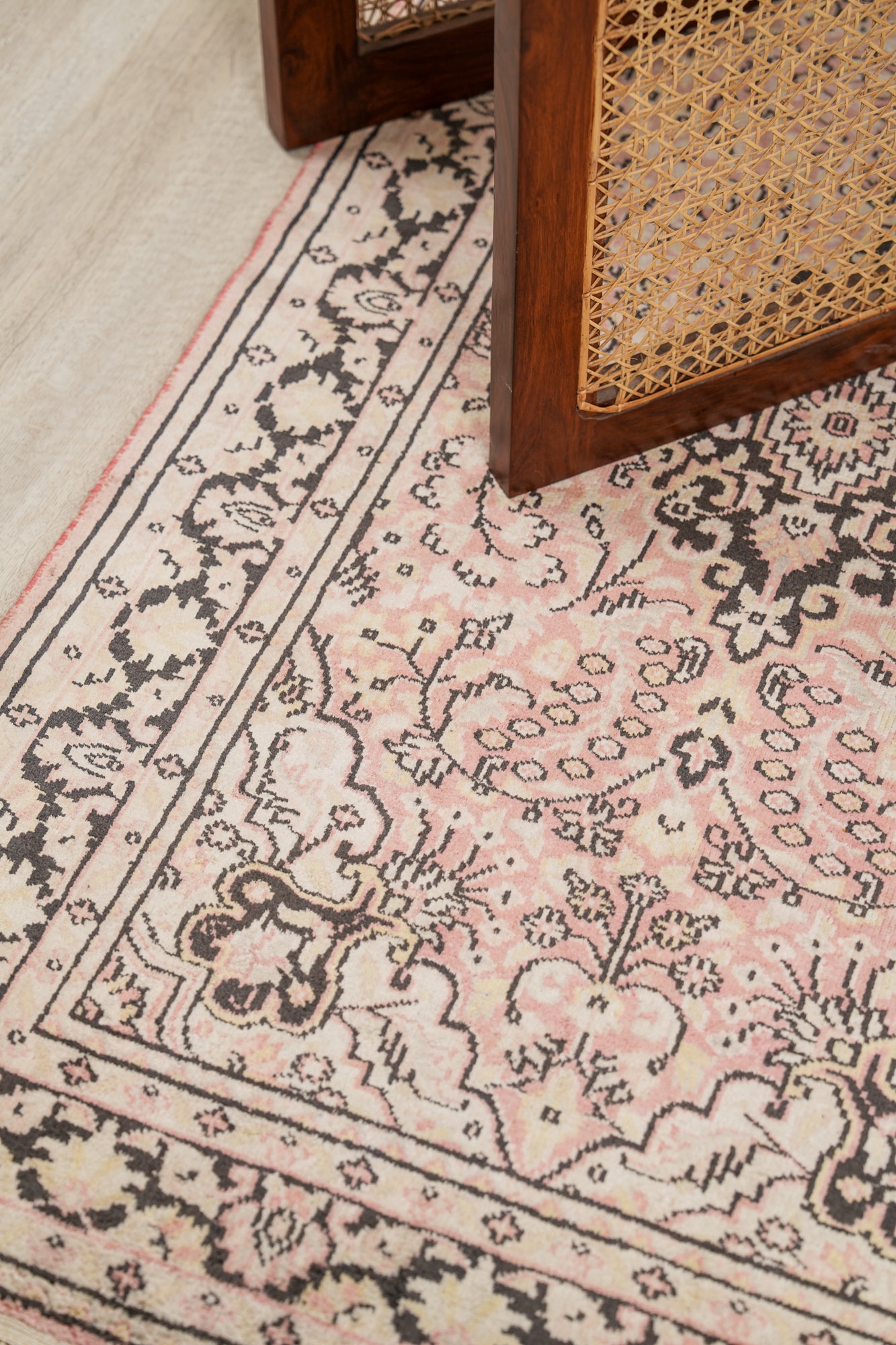 Vintage Kashmiri Silk Rug 4'10" x 2'10"