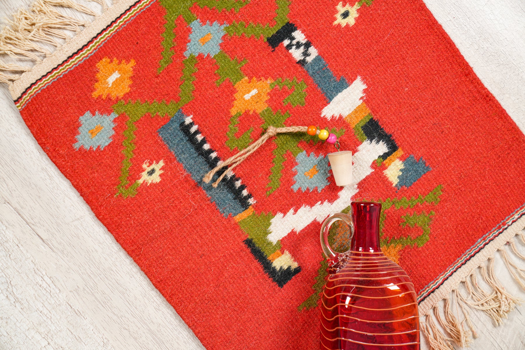 Vintage Polish folk Kilim 1'4" x 1'2"