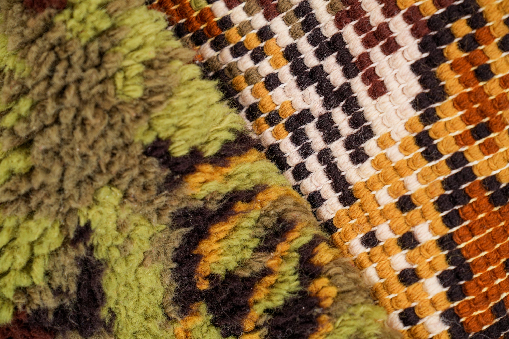 Vintage Scandinavian Latch Hook Rug 4' x 2'6"