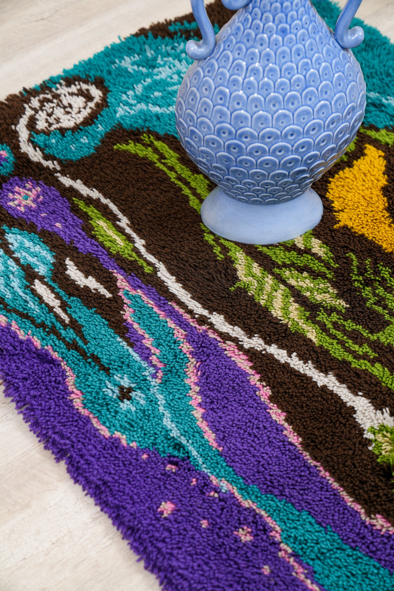 Vintage German Abstract Rug 3'4" x 2'8"