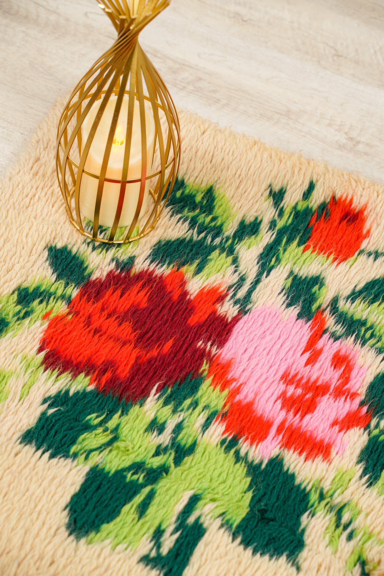 Vintage Turkish Angora Shaggy Rug 3' x 2'2"