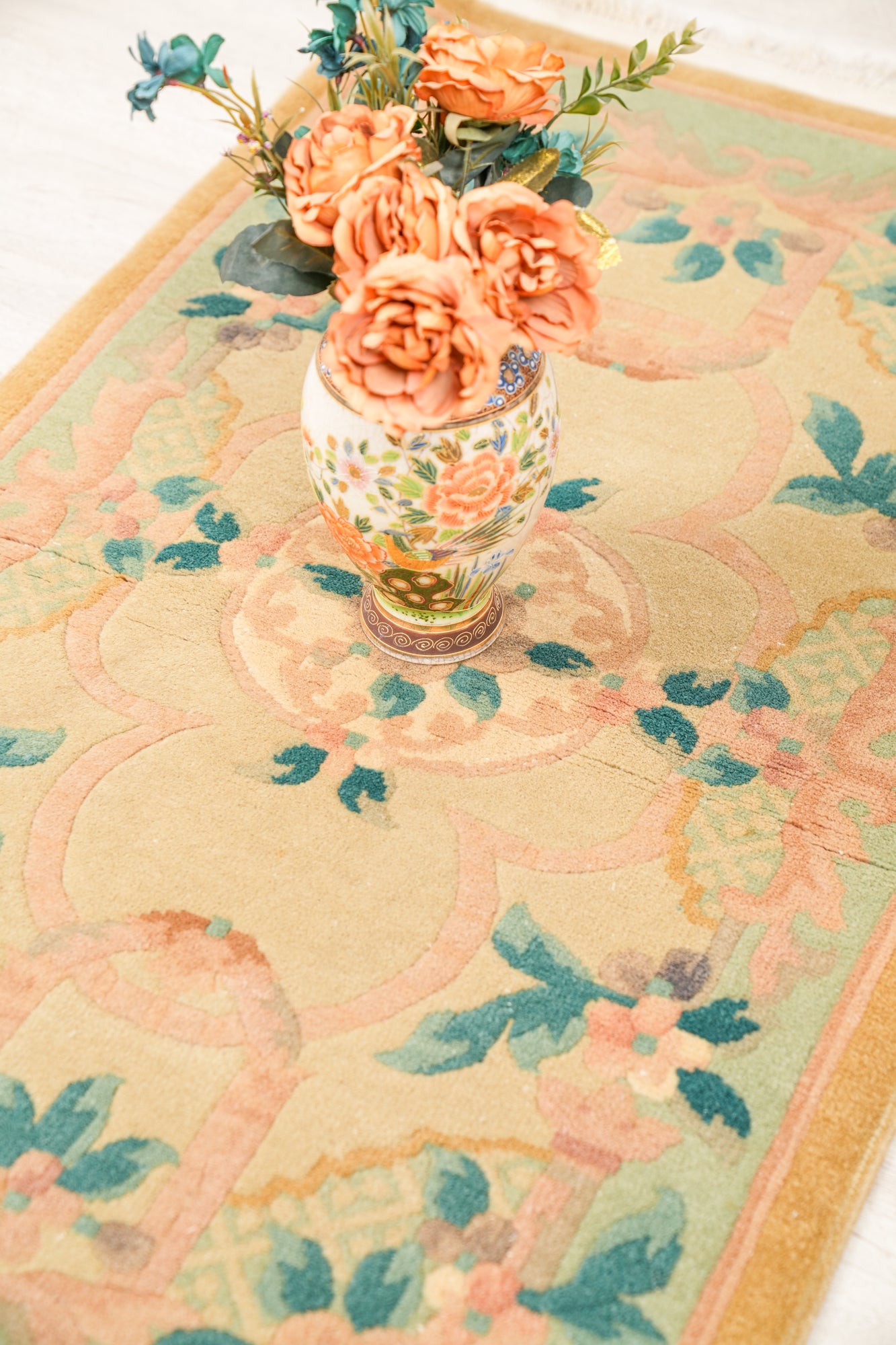 Vintage Oriental floral Rug 4' x 2'3"