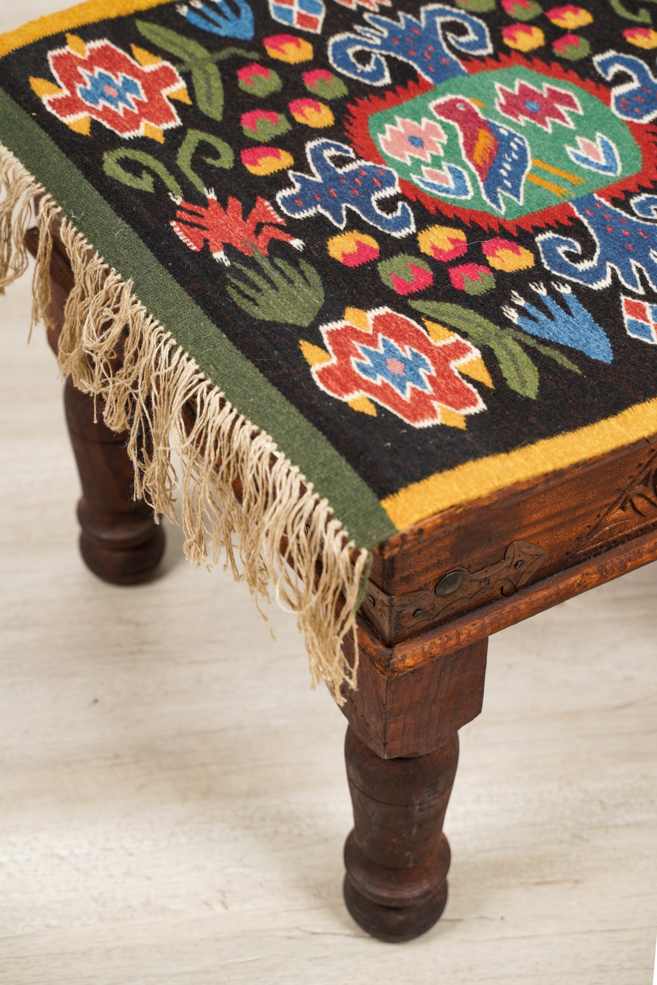 Vintage Swedish Folk Tapesrty 1'9" x 1'9"