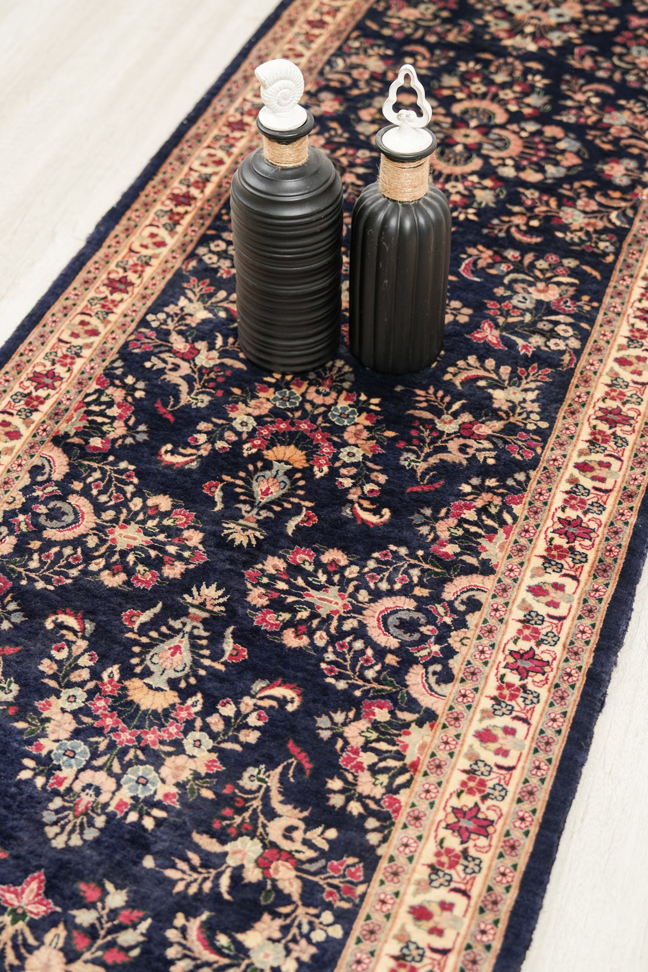 Vintage Pakistani Floral Hallway Rug 23' x 2'6"