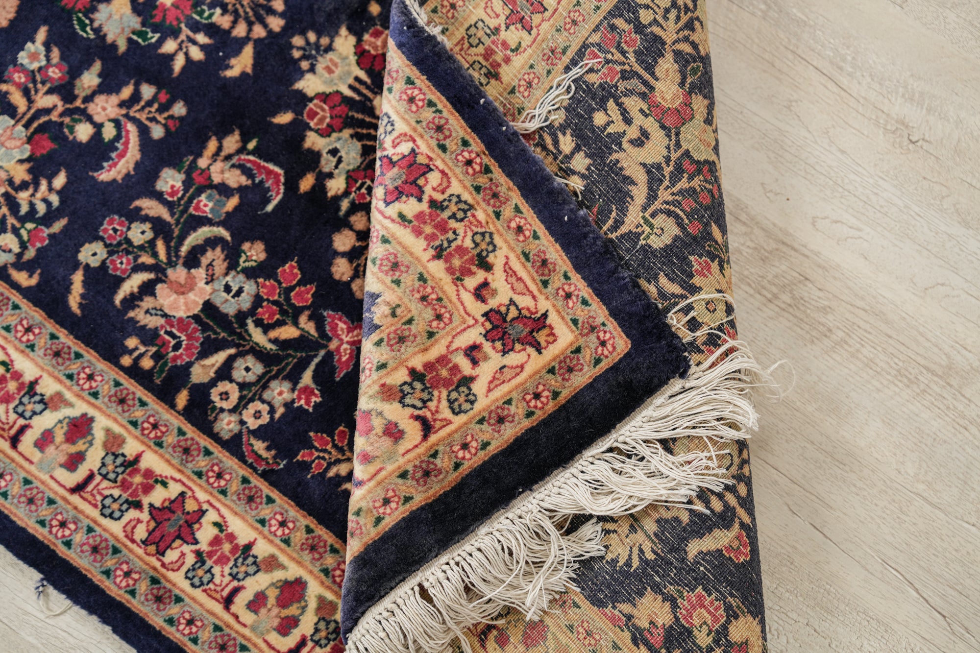 Vintage Pakistani Floral Hallway Rug 23' x 2'6"