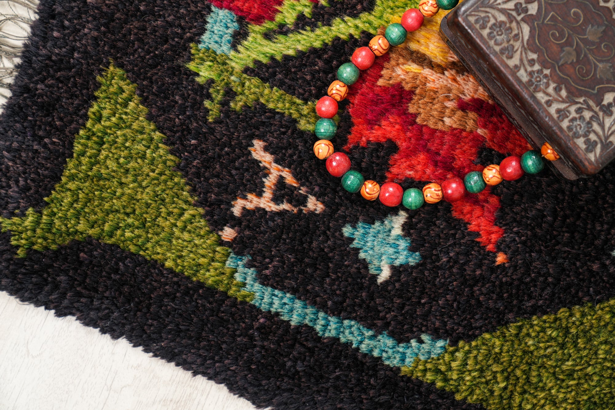 Antique Scandinavian rya Rug 2' x 1'5" (Signed VA)