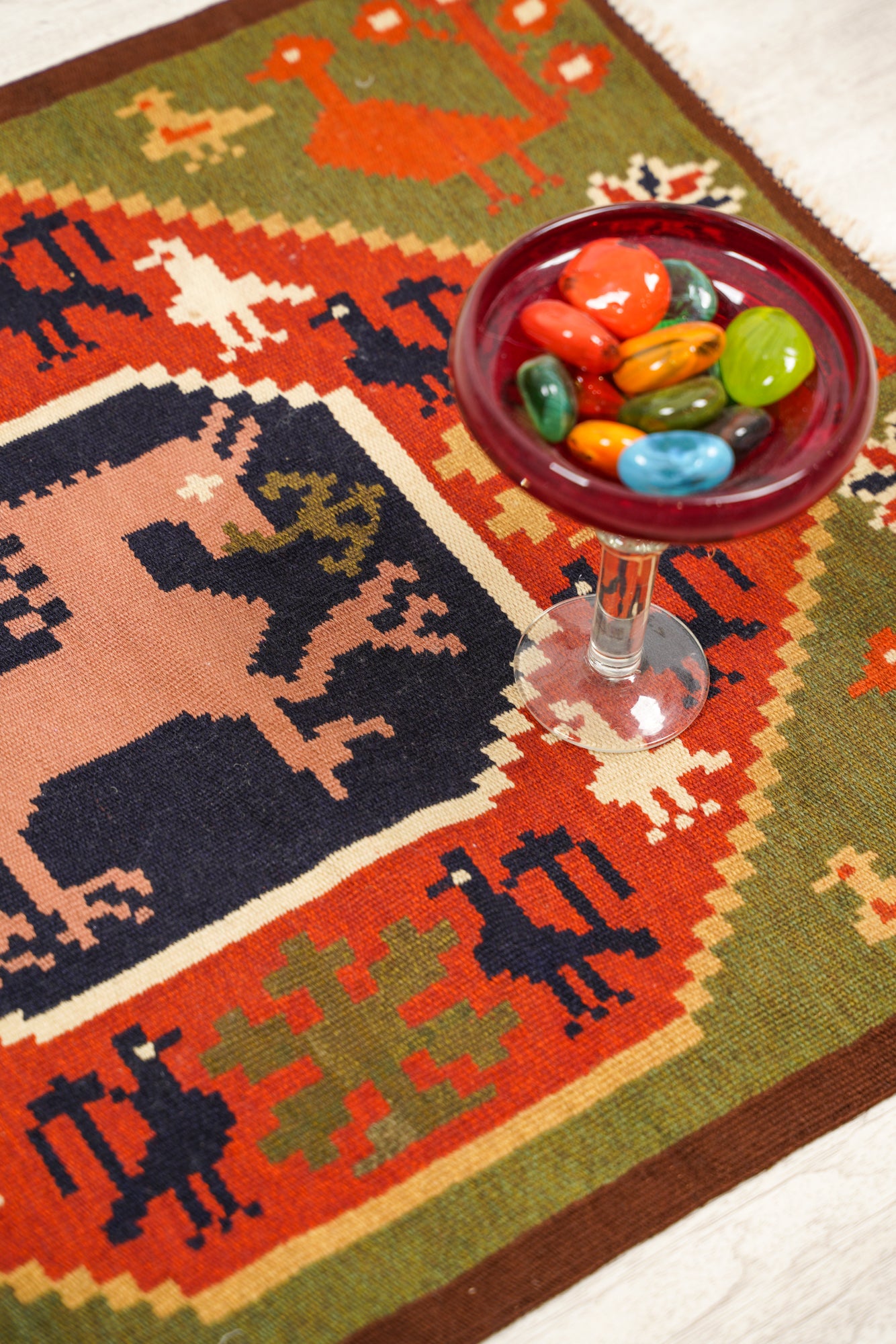 Vintage Swedish Rollakan Tapestry 2'4" x 1'9" (backahast)