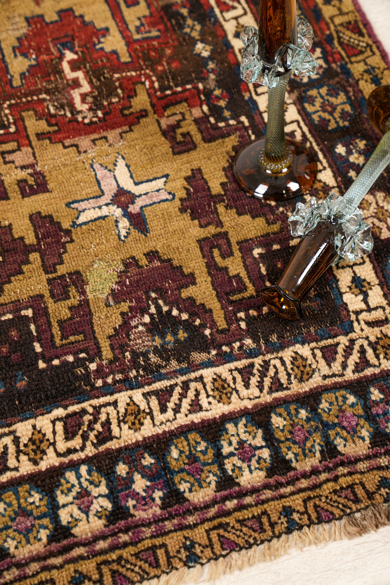 Antique Caucasian Lesghi Rug 3'7" x 2'7"