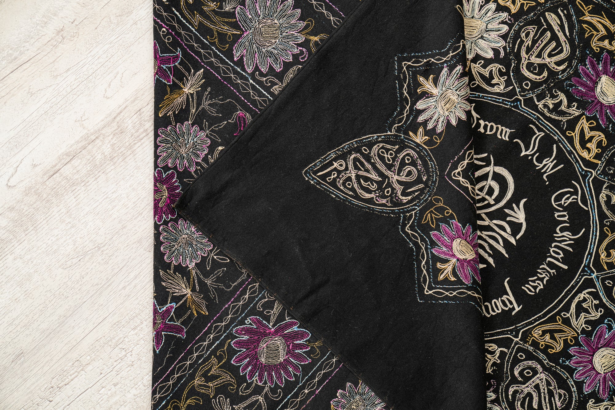 Antique Ottoman Silk Velvet embroidery textile 5' x 5'