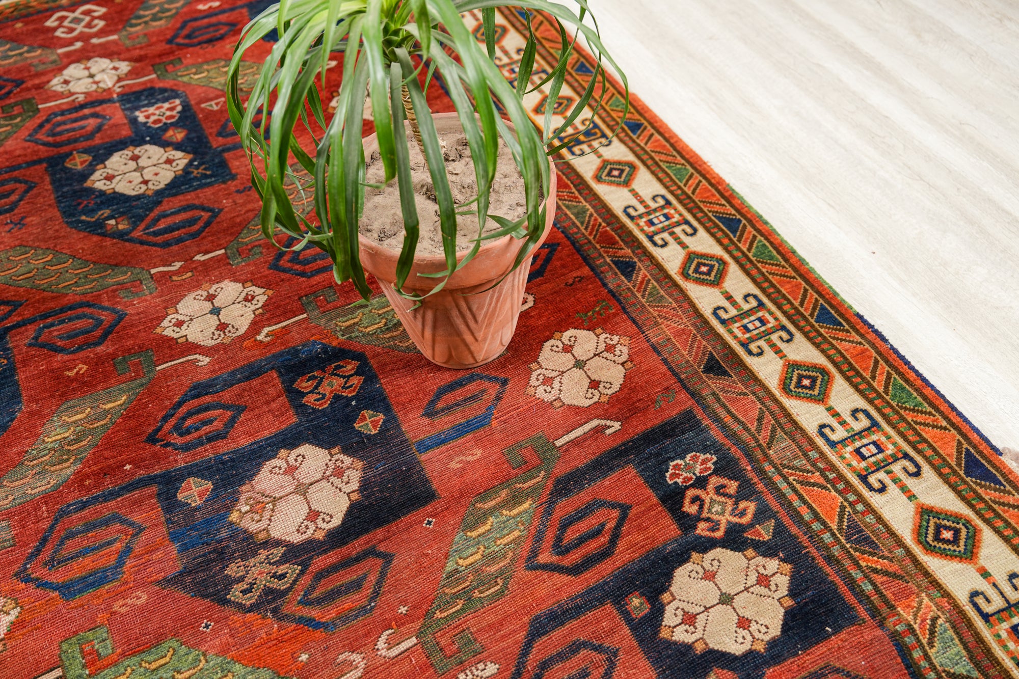 Antique Caucasian Pinwheel Kazak Rug 9'10" x 6'1"