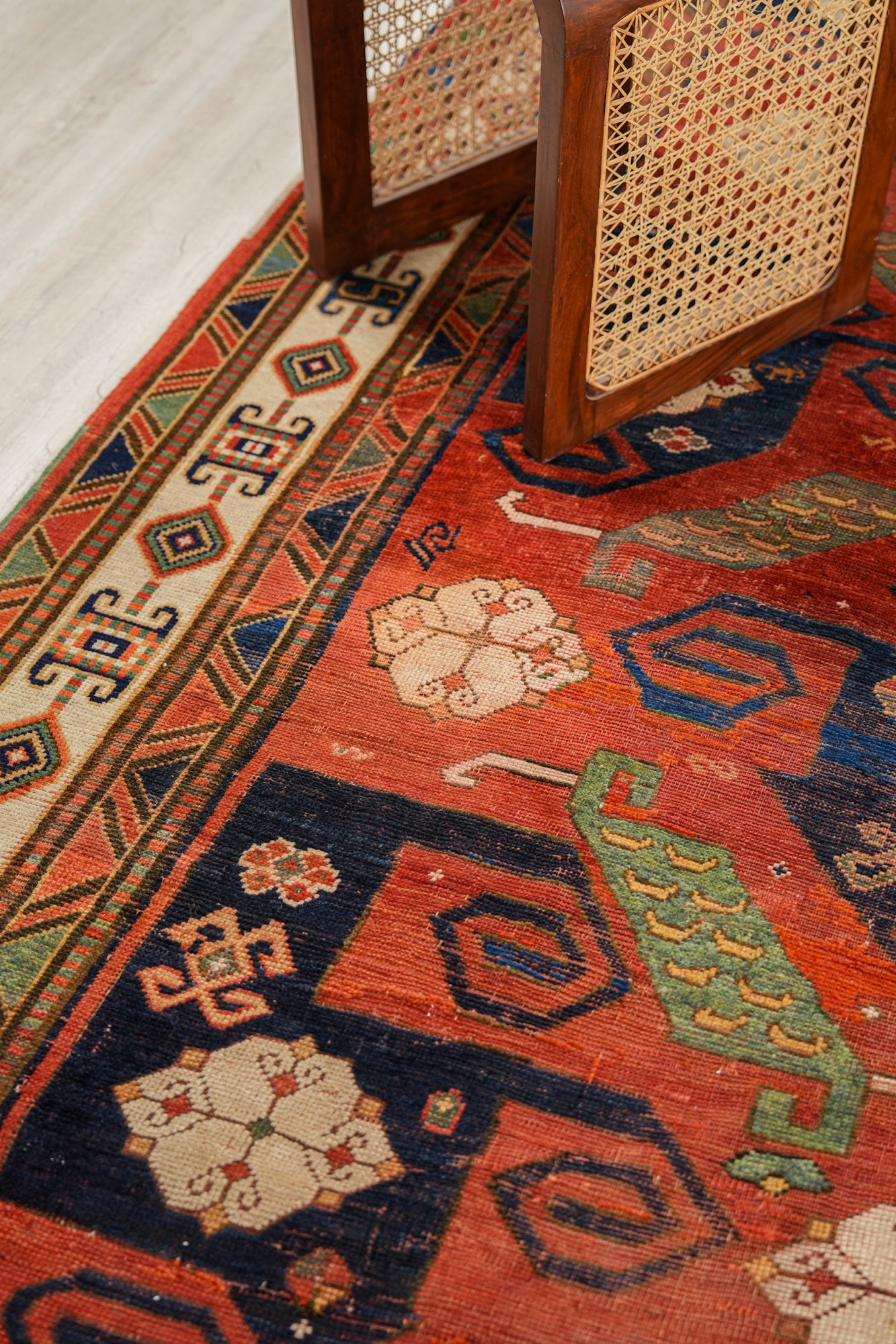 Antique Caucasian Pinwheel Kazak Rug 9'10" x 6'1"