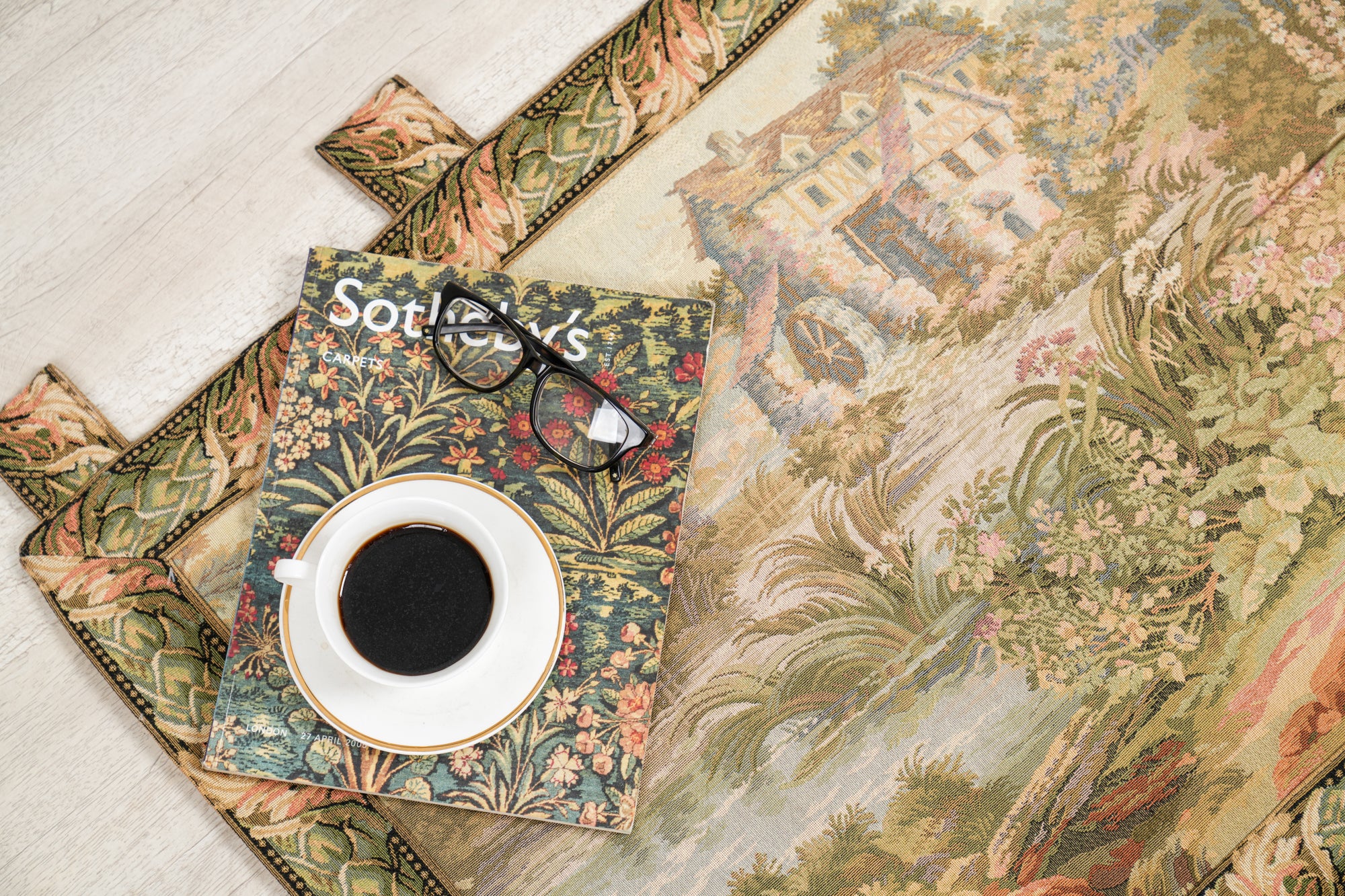 Vintage European loom Tapestry 2'7" x 2' (old mill)