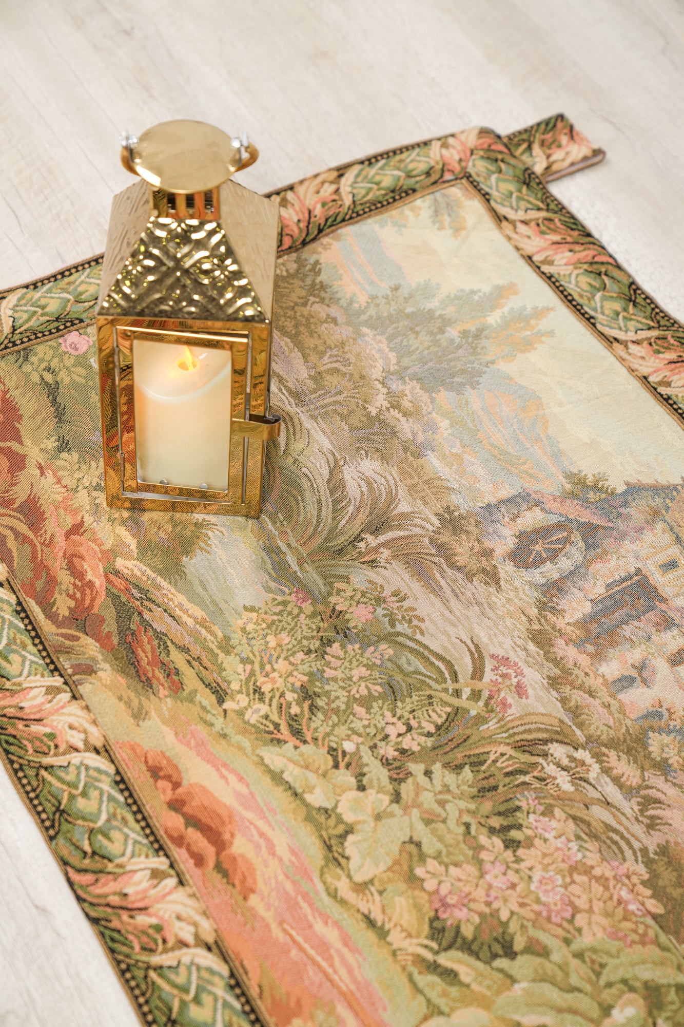 Vintage European loom Tapestry 2'7" x 2' (old mill)