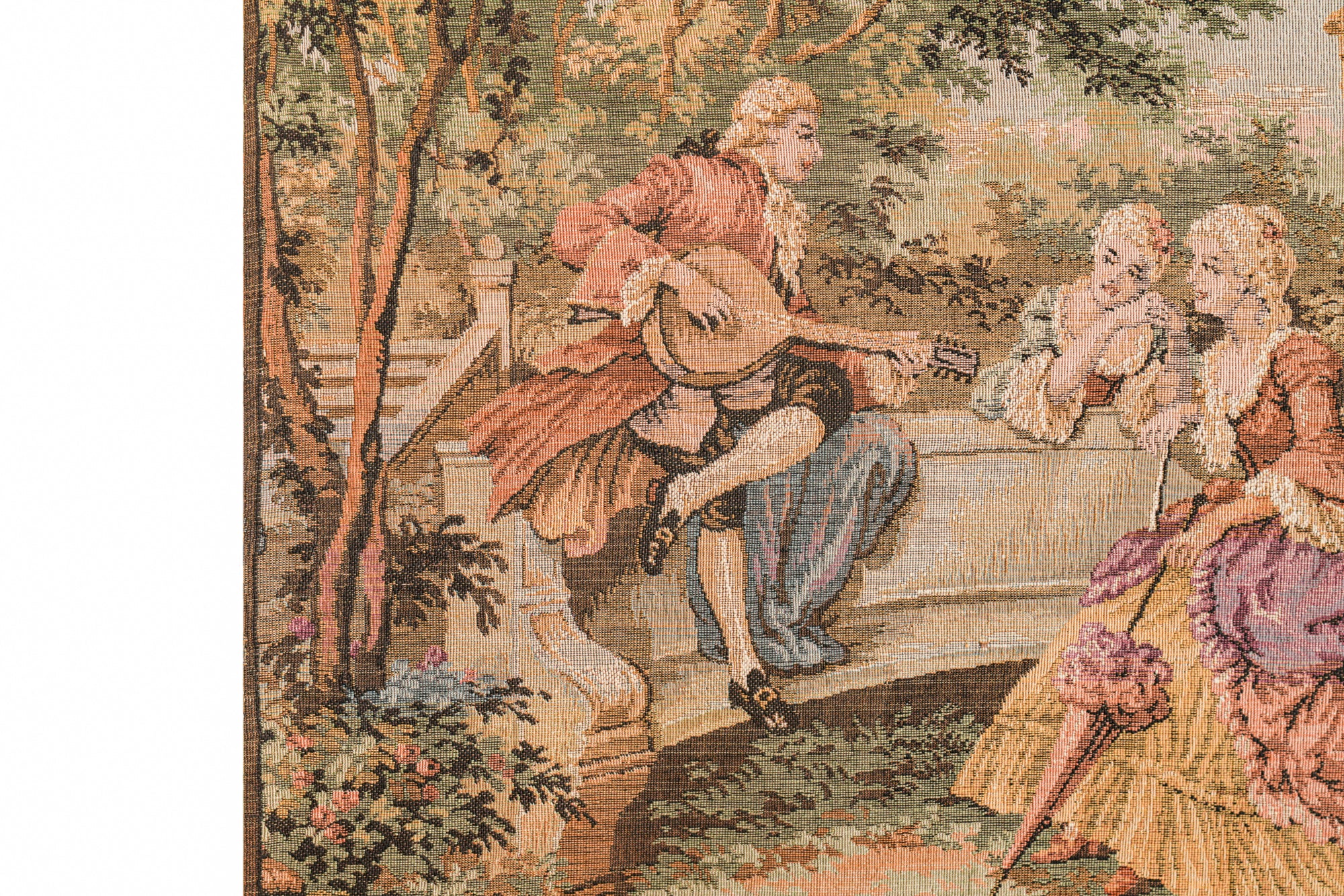 Vintage European loom Tapestry 4'7"x 1'7" (French Painter Garden Scene)
