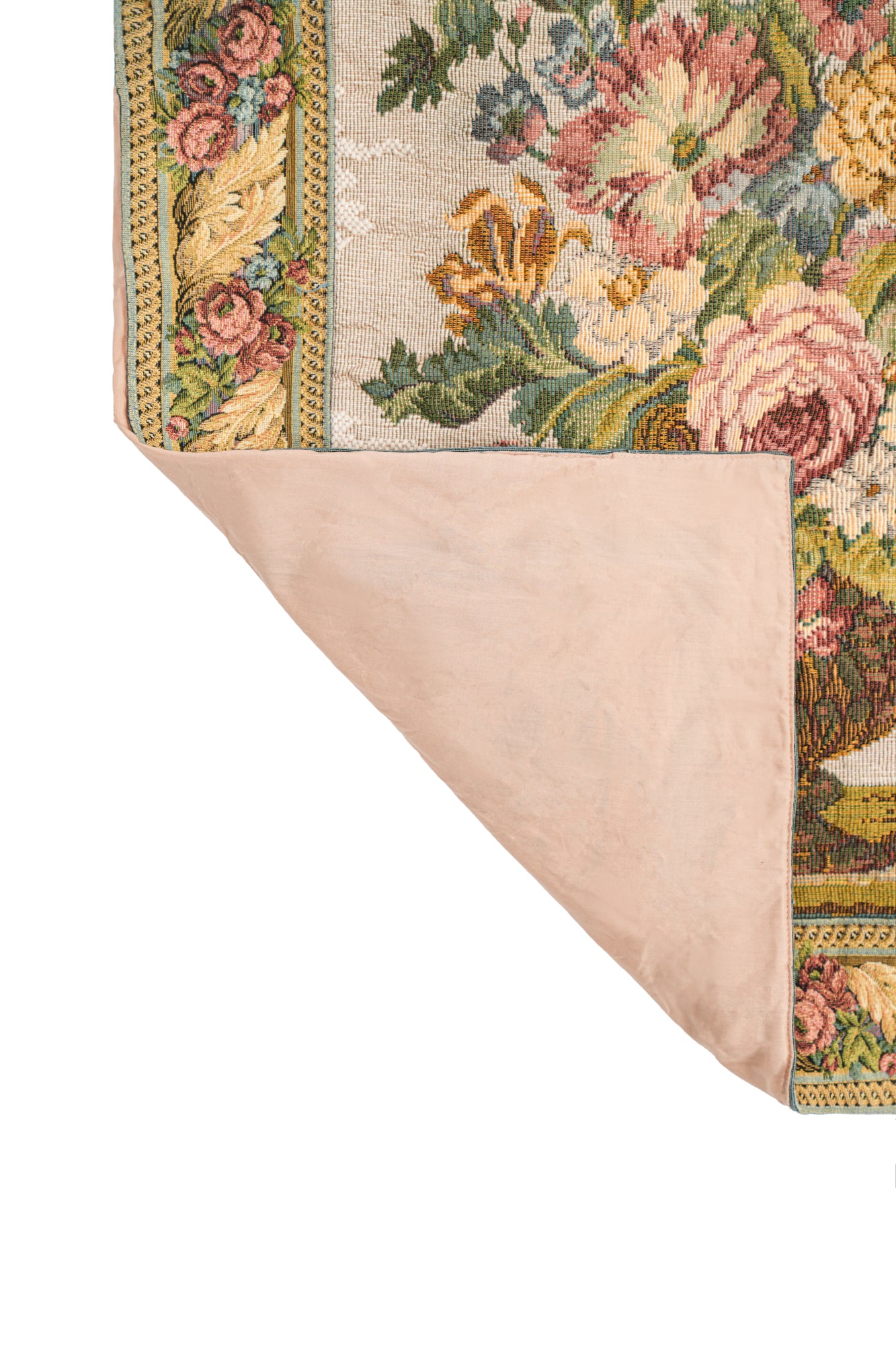 Vintage European loom tapestry 2'7" x 2' (Bouquet)