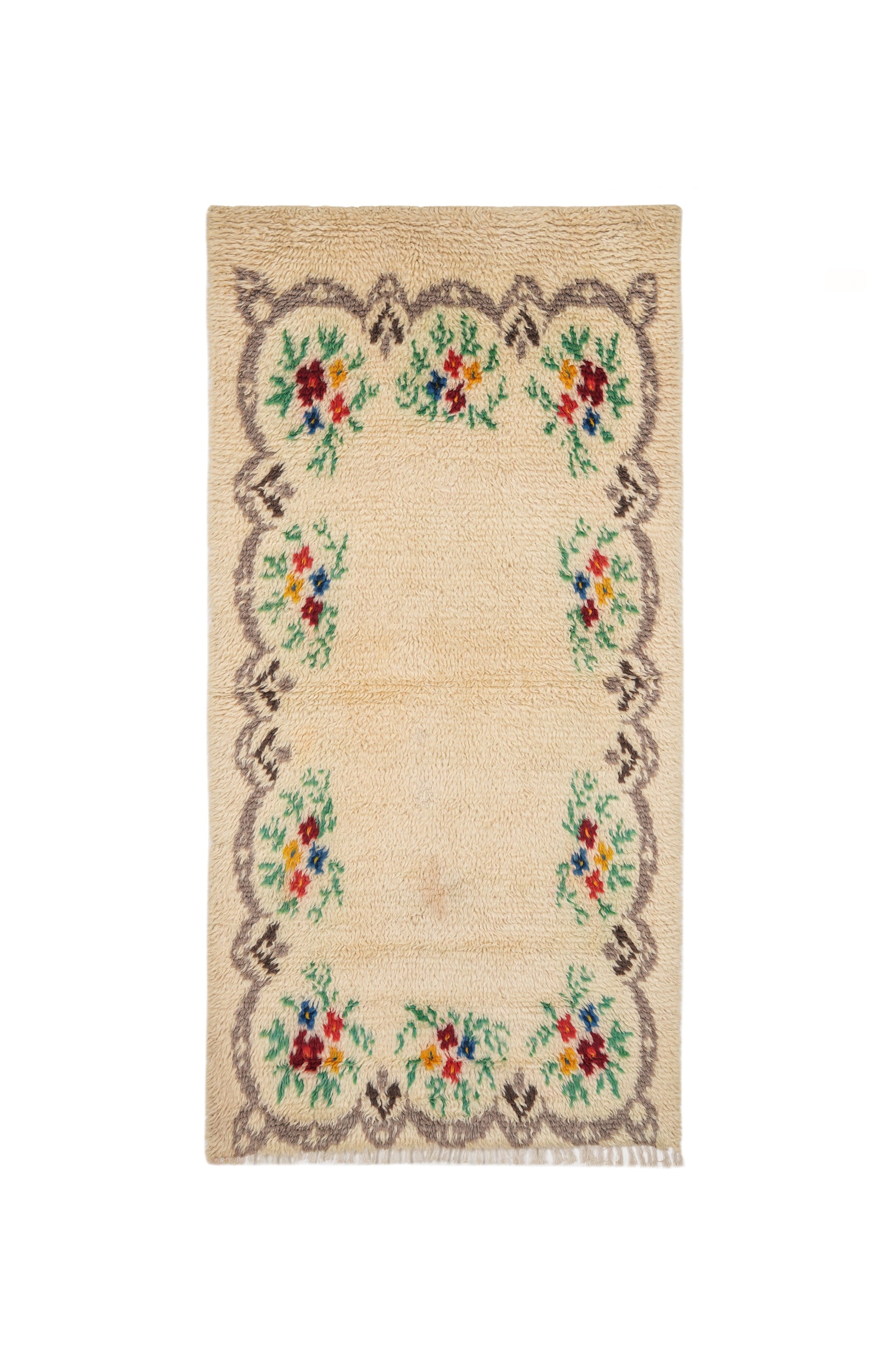 VINTAGE TURKISH Foral RUG 6'7" x 3'9"