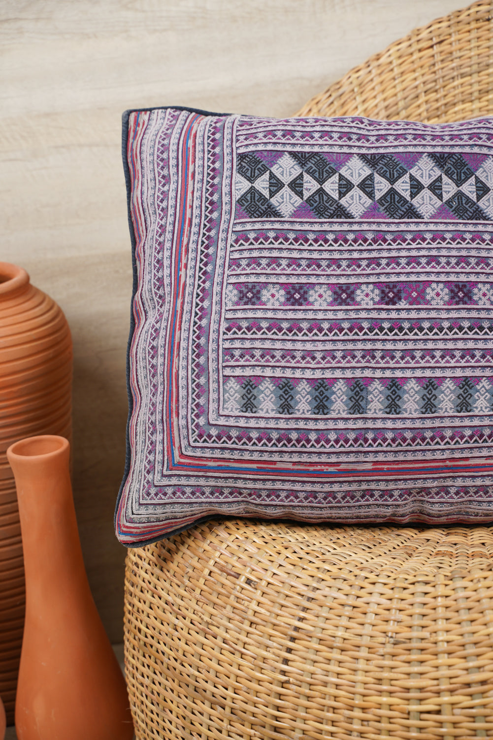 Vintage Indochina embroidery lcushion 20" x 19"