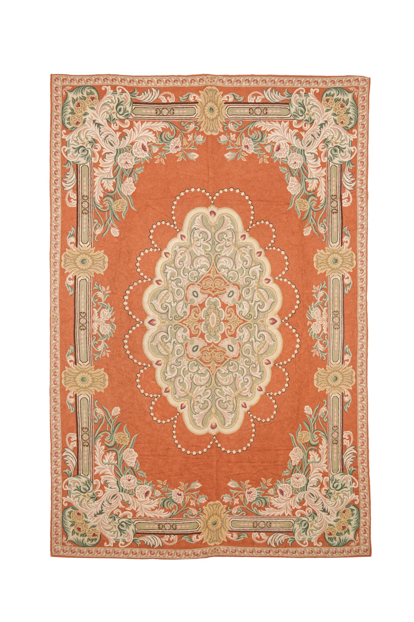 Vintage Kashmiri Aubusson 8'7" x 5'7"