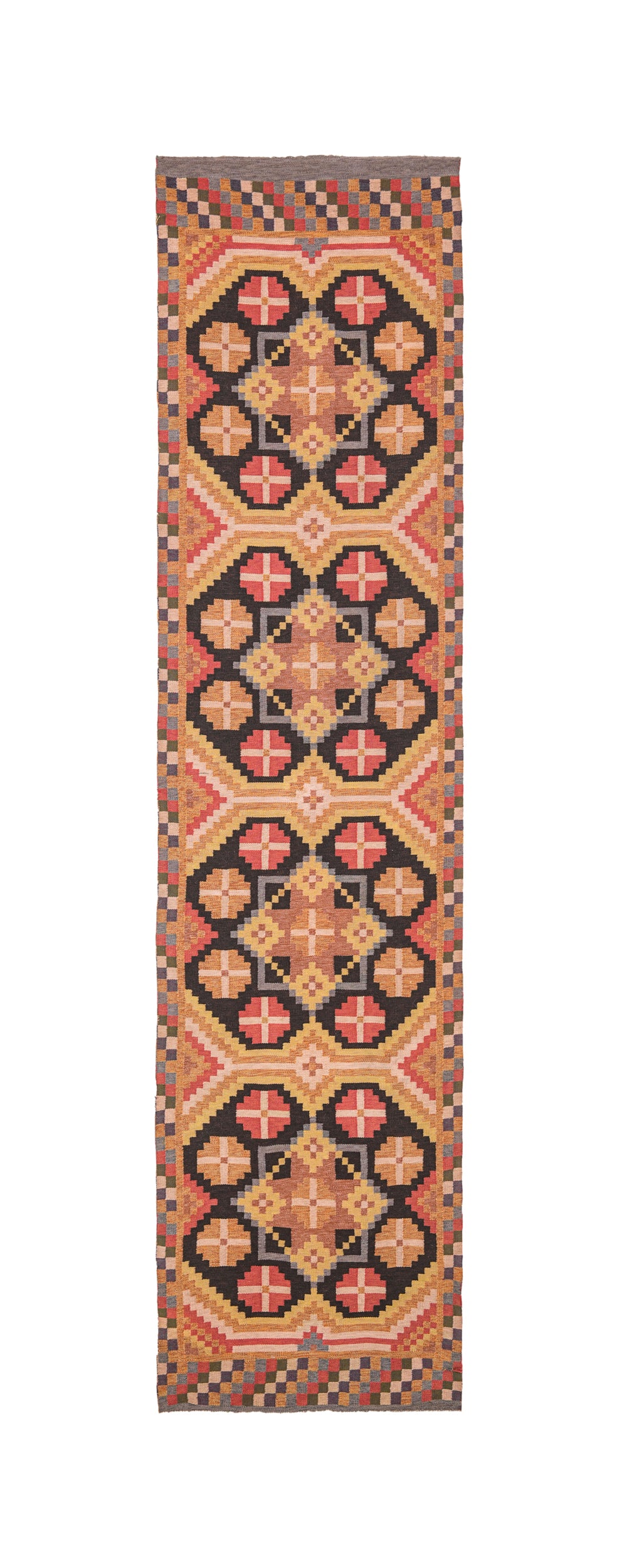 Antique Scandinavian Kilim Runner 8'10" x 2'2"