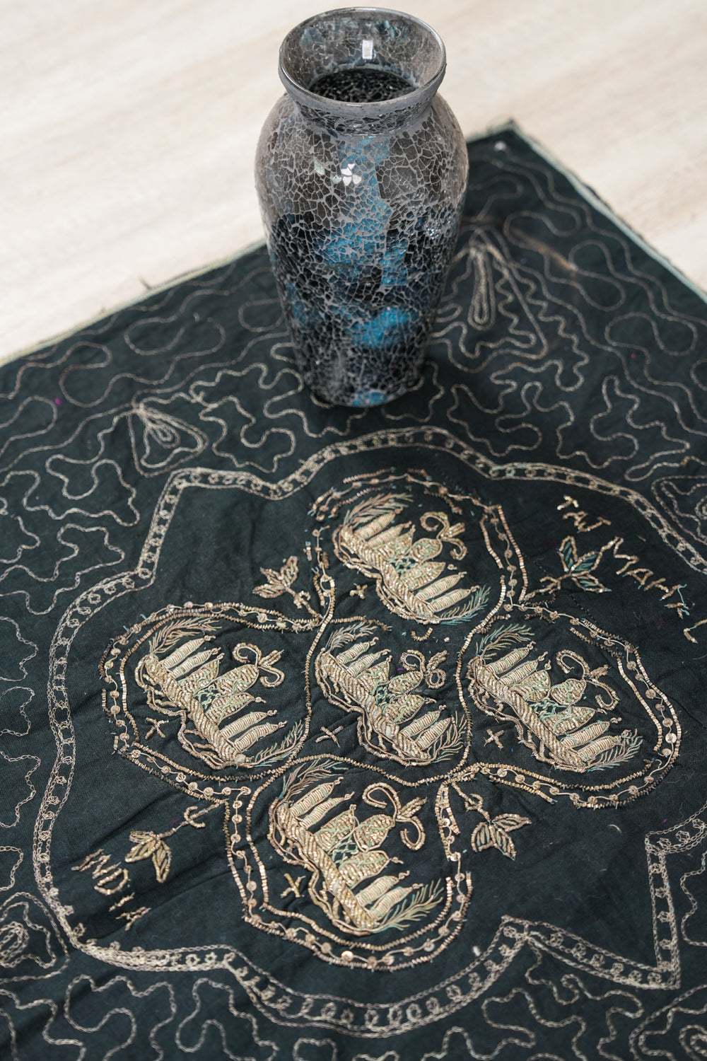 Vintage Indian Embroidery Textile 2'5" x 2'6"