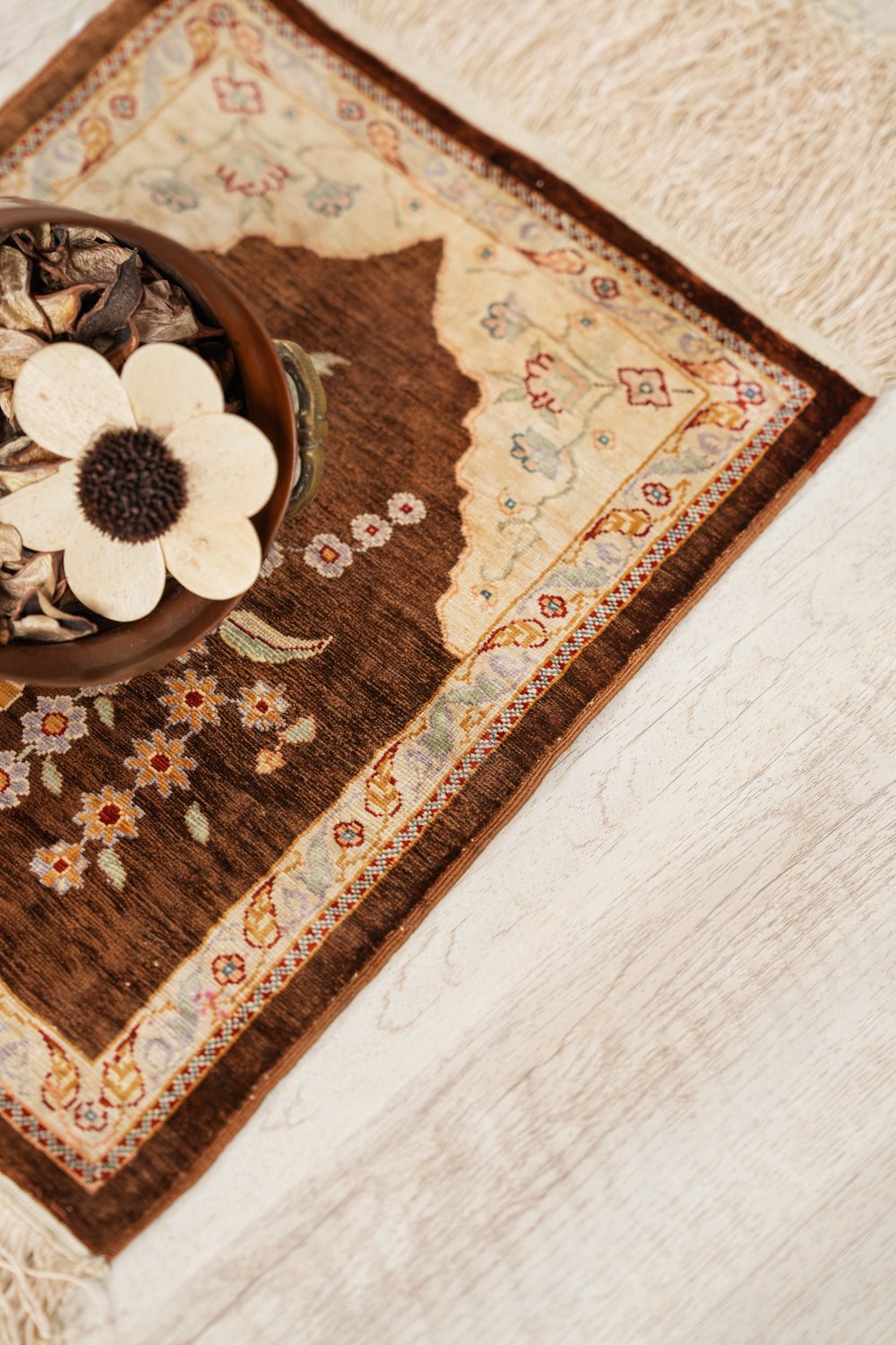 Vintage Turkish silk Hereke rug 1'3" x 9"