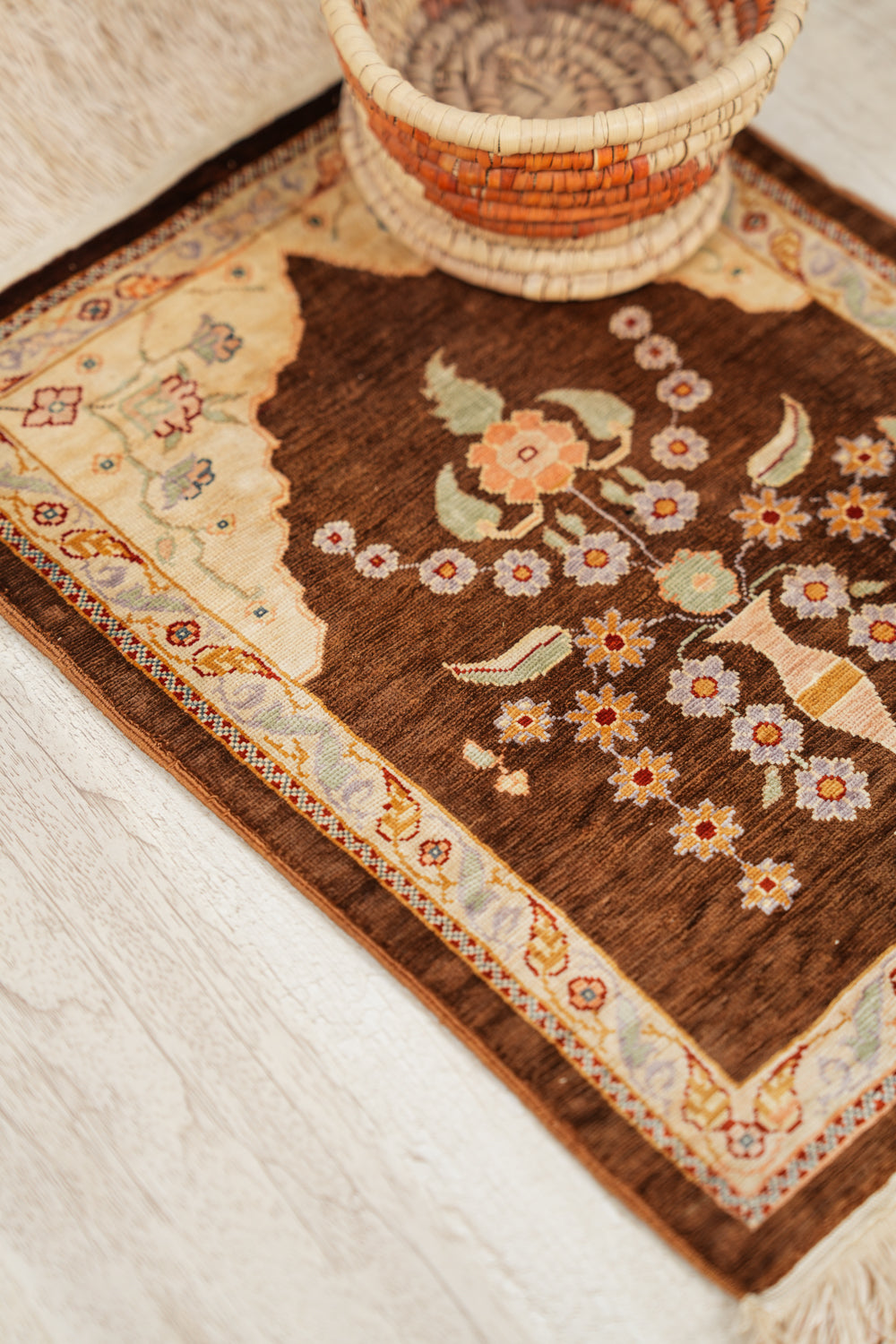 Vintage Turkish silk Hereke rug 1'3" x 9"