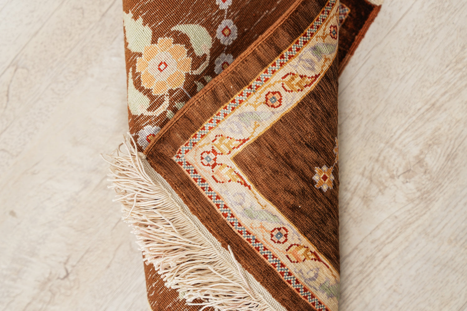 Vintage Turkish silk Hereke rug 1'3" x 9"