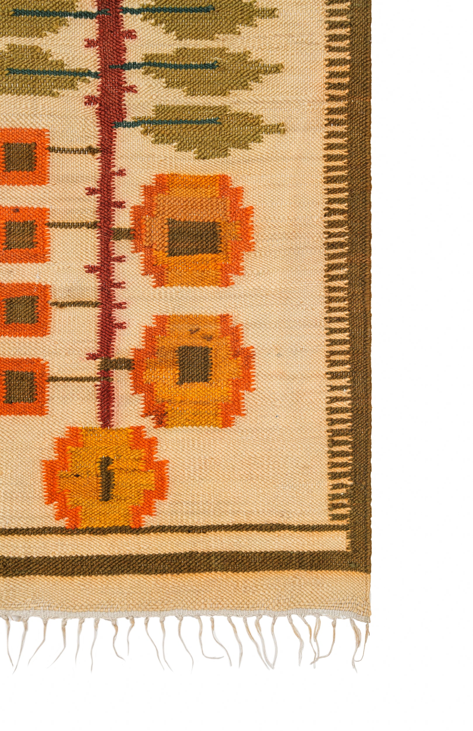 Vintage Polish Floral Kilim 3'9" X 1'8"