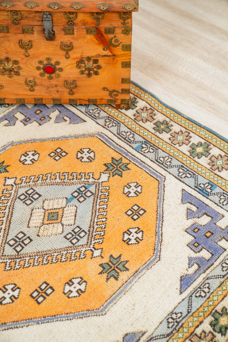 Vintage Turkish Kazak Rug 3'7" x 3'4"