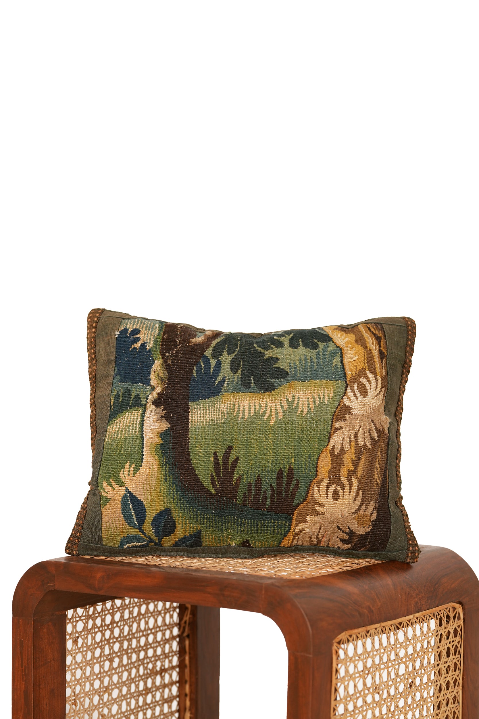 Antique French Verdure Tapestry Cushion 1'6" x 1'2"