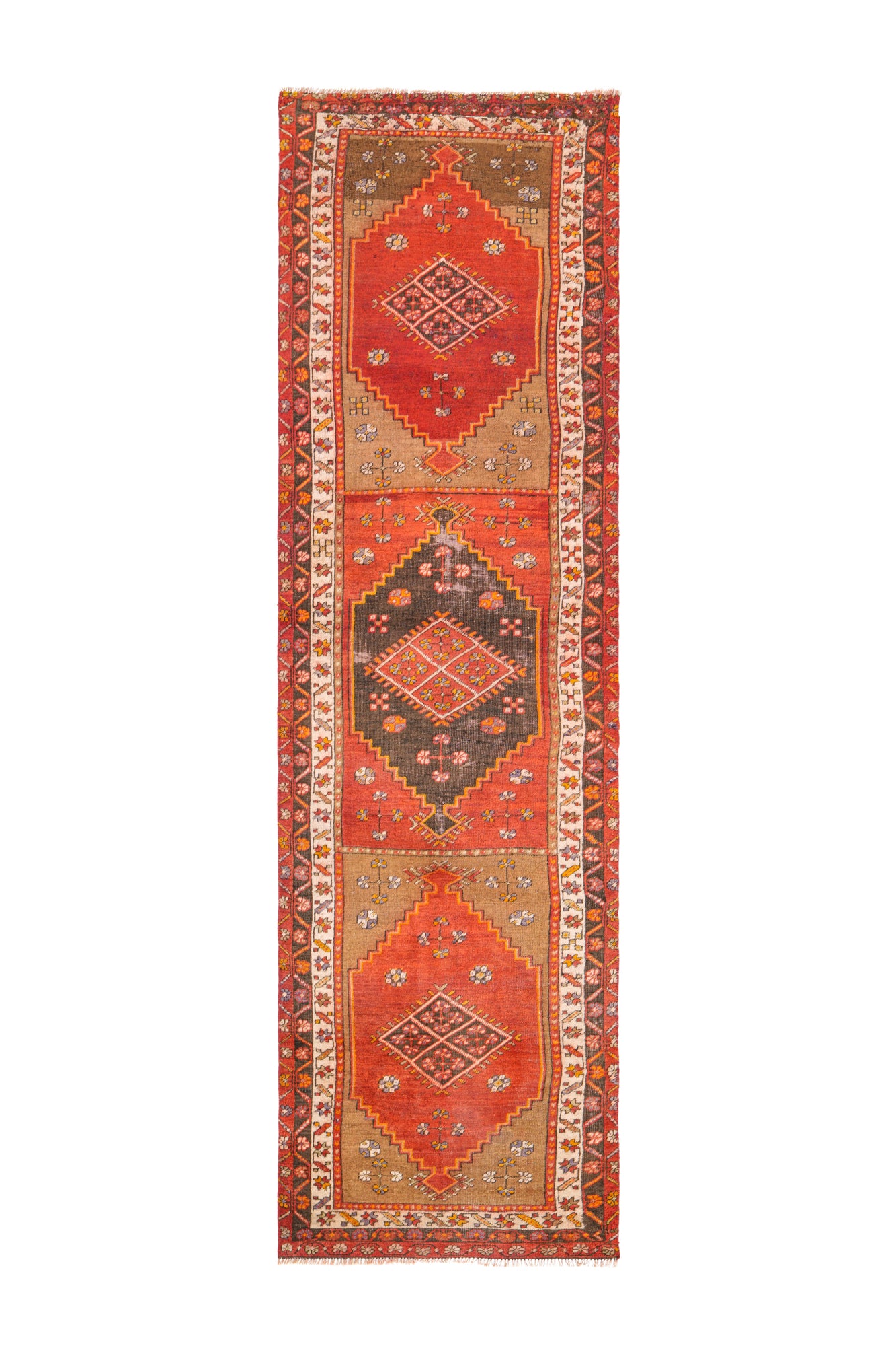 VINTAGE ANATOLIAN HALLWAY RUNNER rug 10'4" x 3'2"