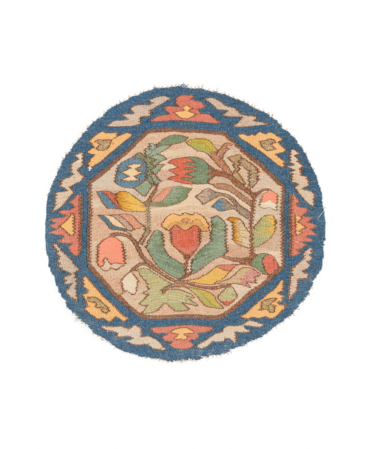 Vintage Scandinavian Flemish Round Tapestry 2' x 1'10"