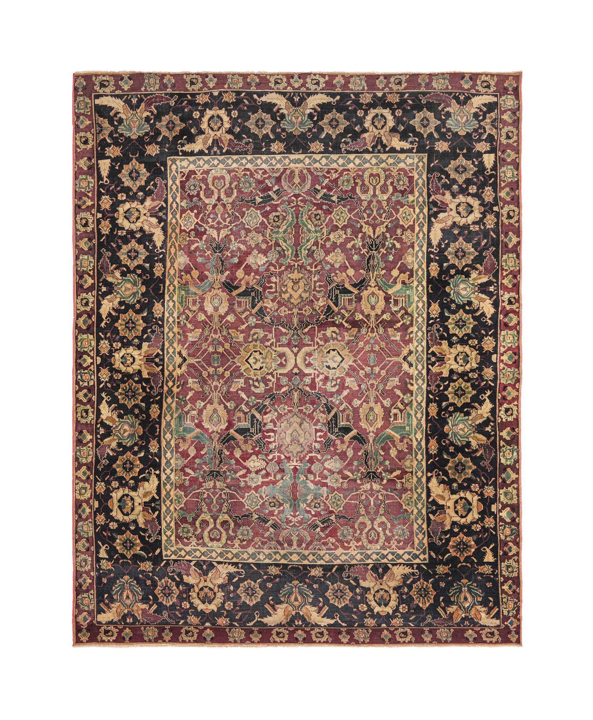 Antique Indian Agra Rug 11'4"x 8'8"