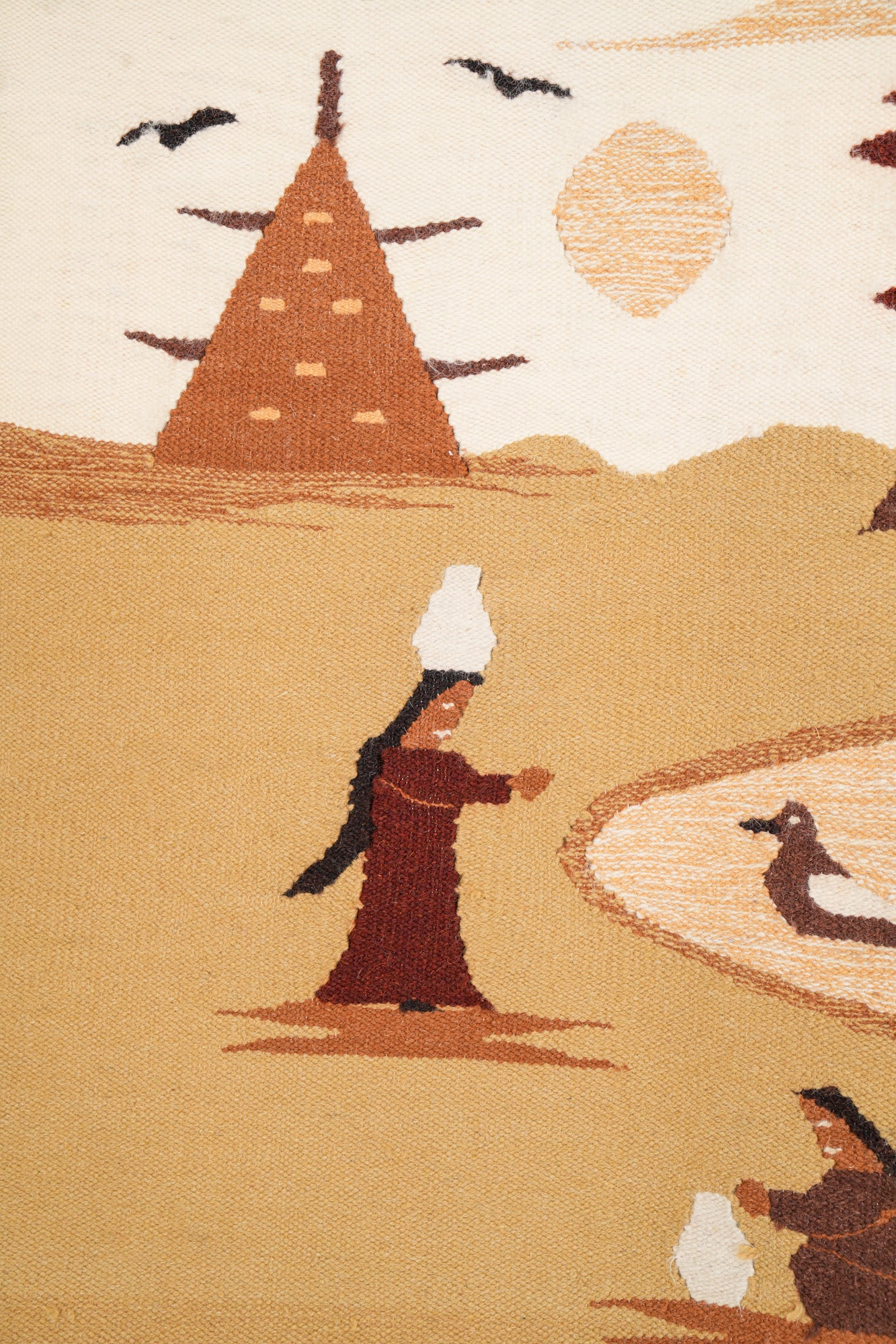 Vintage Egyptian Harraniya Tapestry 5'1" x 3'6"