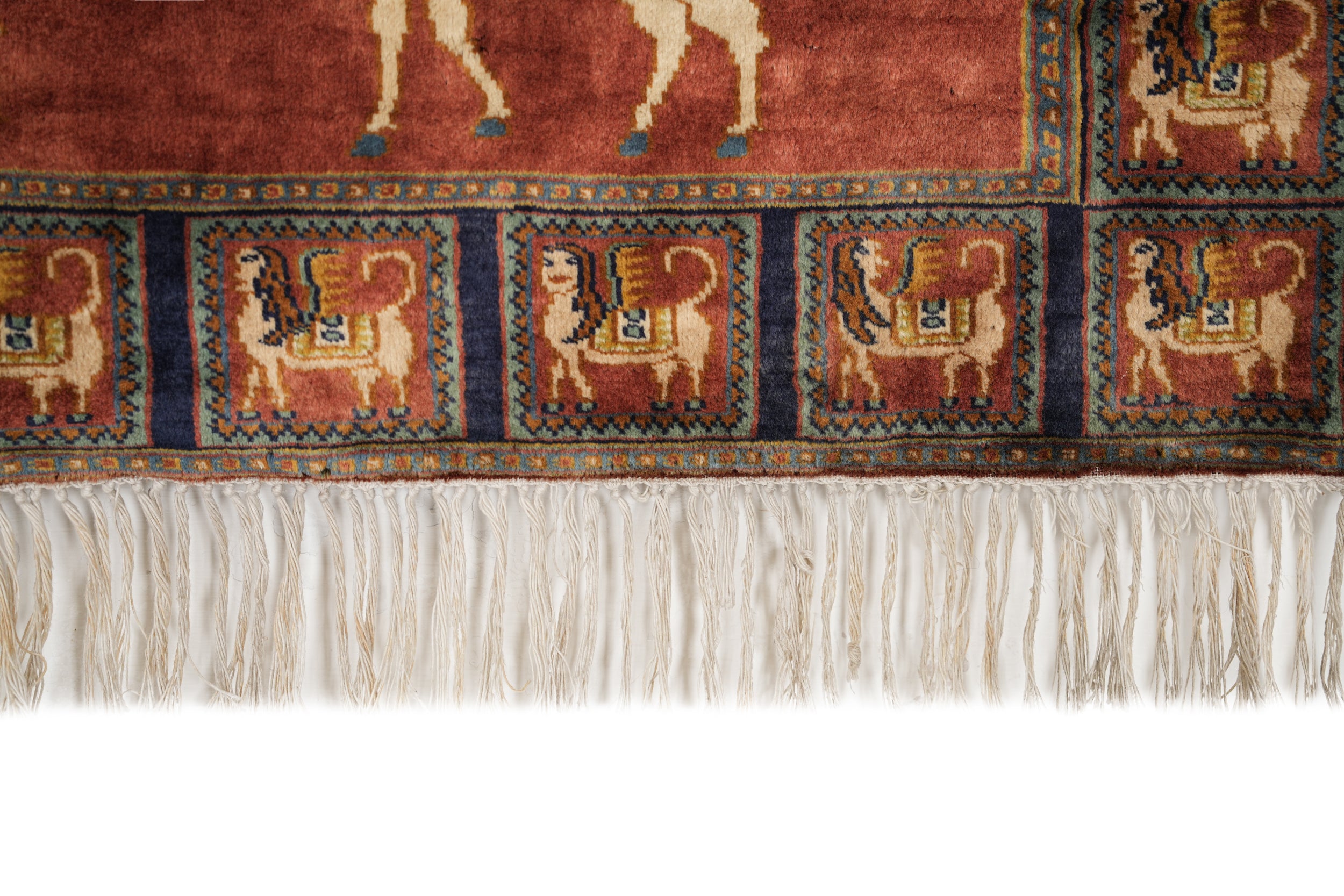 Vintage Kashmiri Tapestry Rug 4'10" x 1'10"