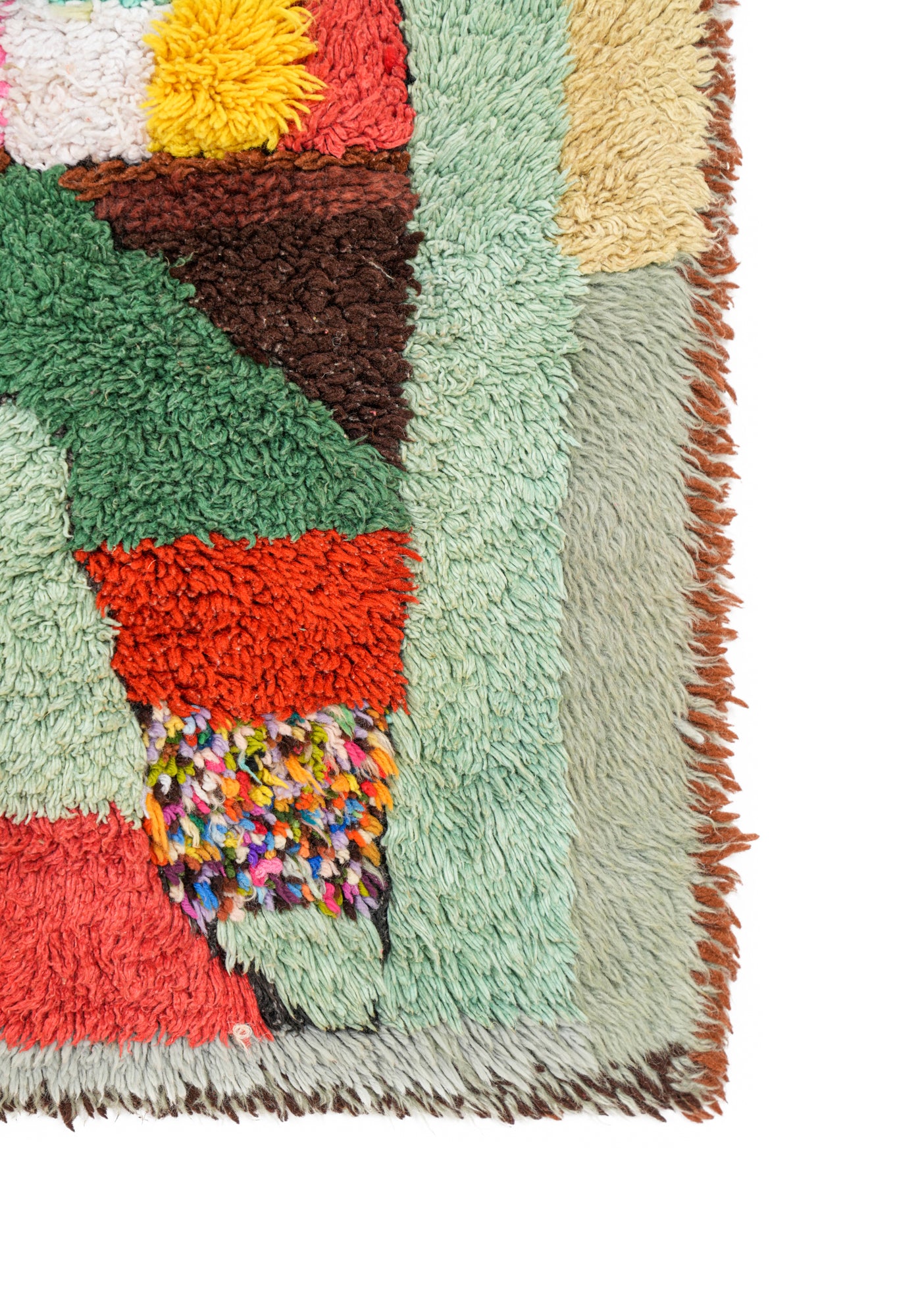 Vintage Scandinavian Clown Rag Rug 4'6" x 2'3"