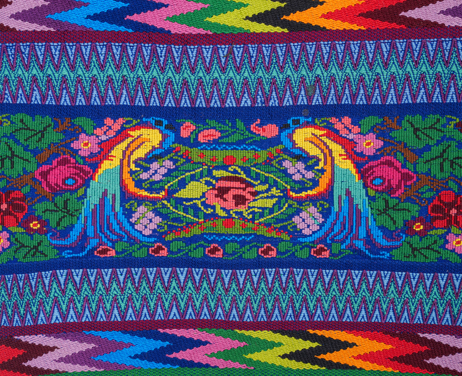 Vintage Guatemalan Bird Textile 3'10" x 1'3" (Quetzal)