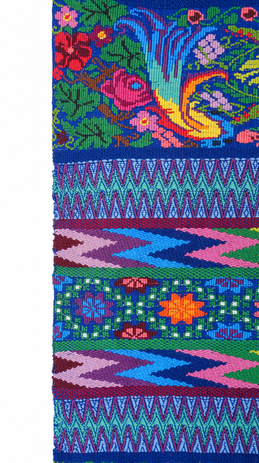 Vintage Guatemalan Bird Textile 3'10" x 1'3" (Quetzal)