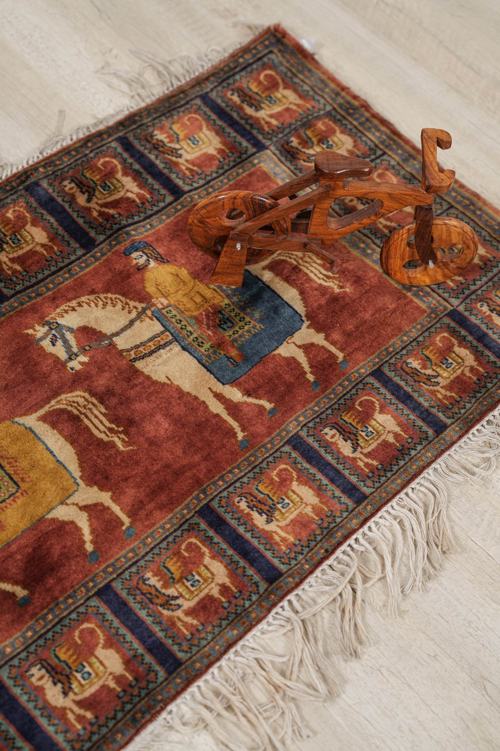 Vintage Kashmiri Tapestry Rug 4'10" x 1'10"