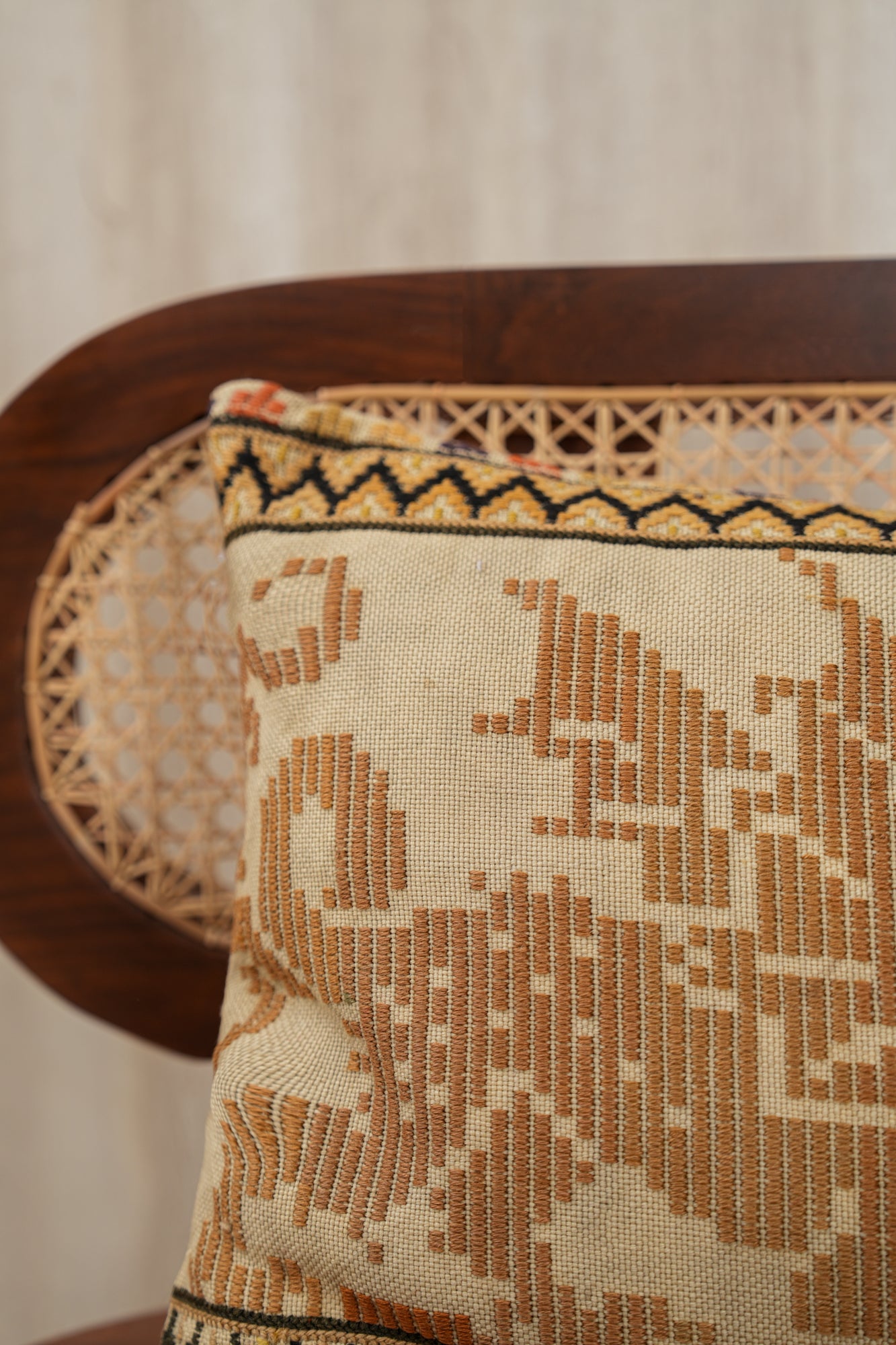 Vintage Scandinavian Embroidery Cushion 2'8" x 1'2"